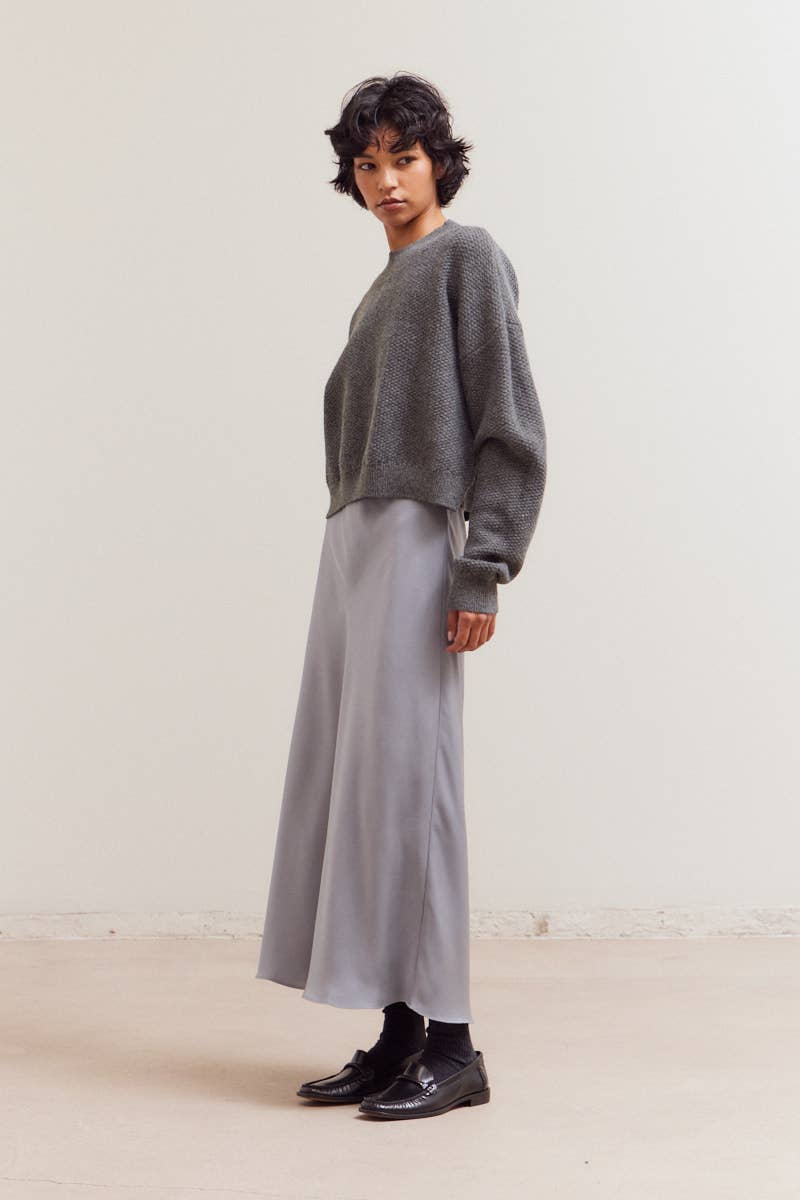 Cropped Knit Crewneck Top