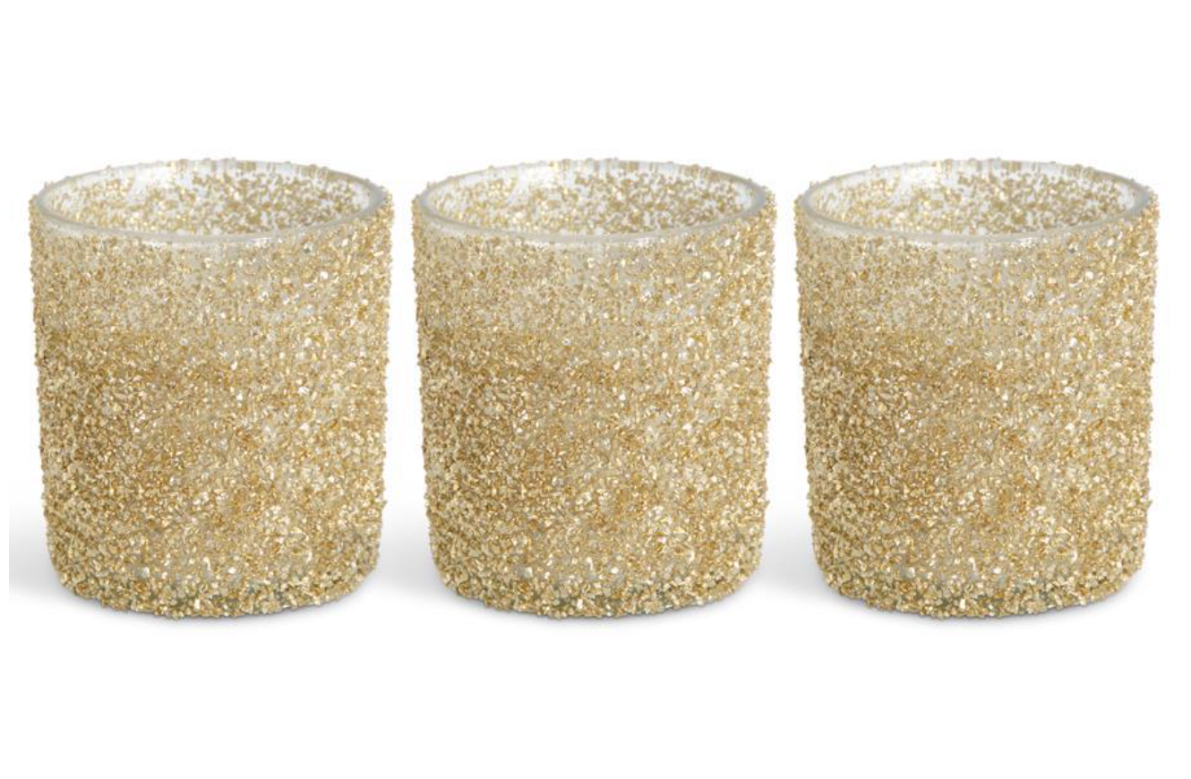 Textured Glass Votive Candle - Gold