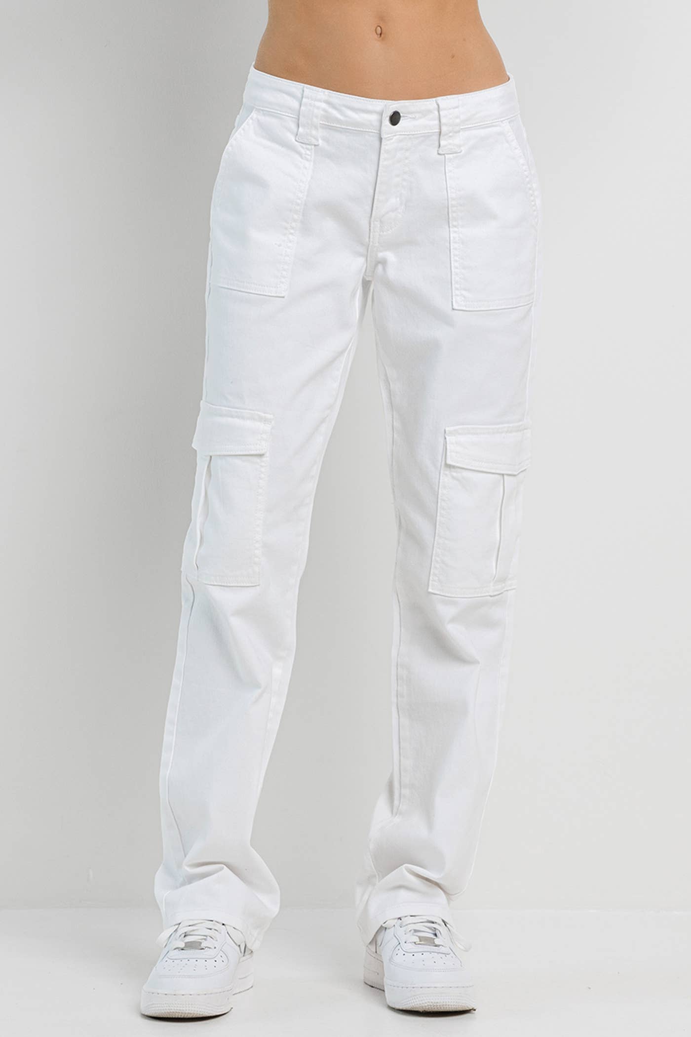 White Straight Cargo Pants