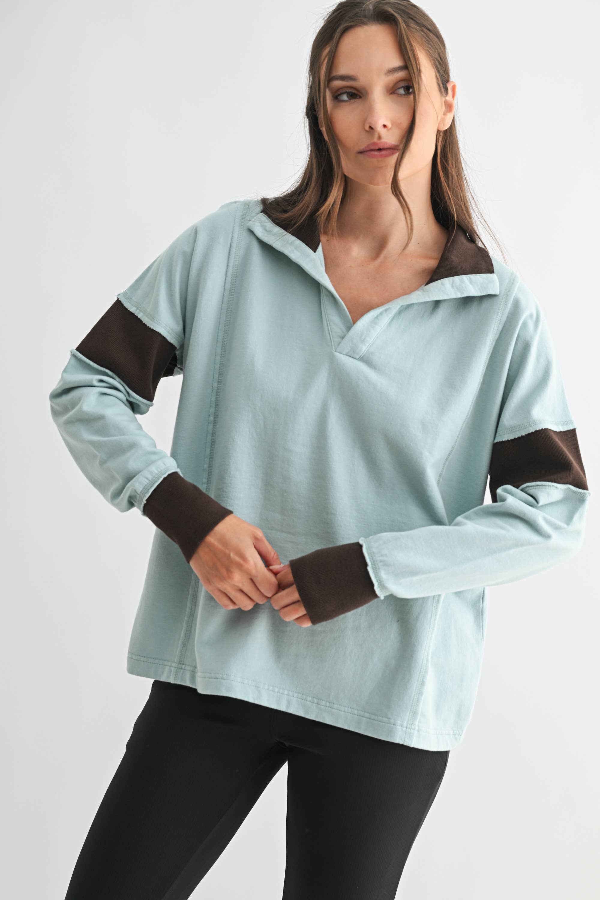 Contrast Collared Top