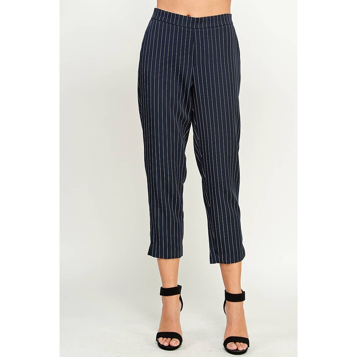Navy Stripe Cropped Pants