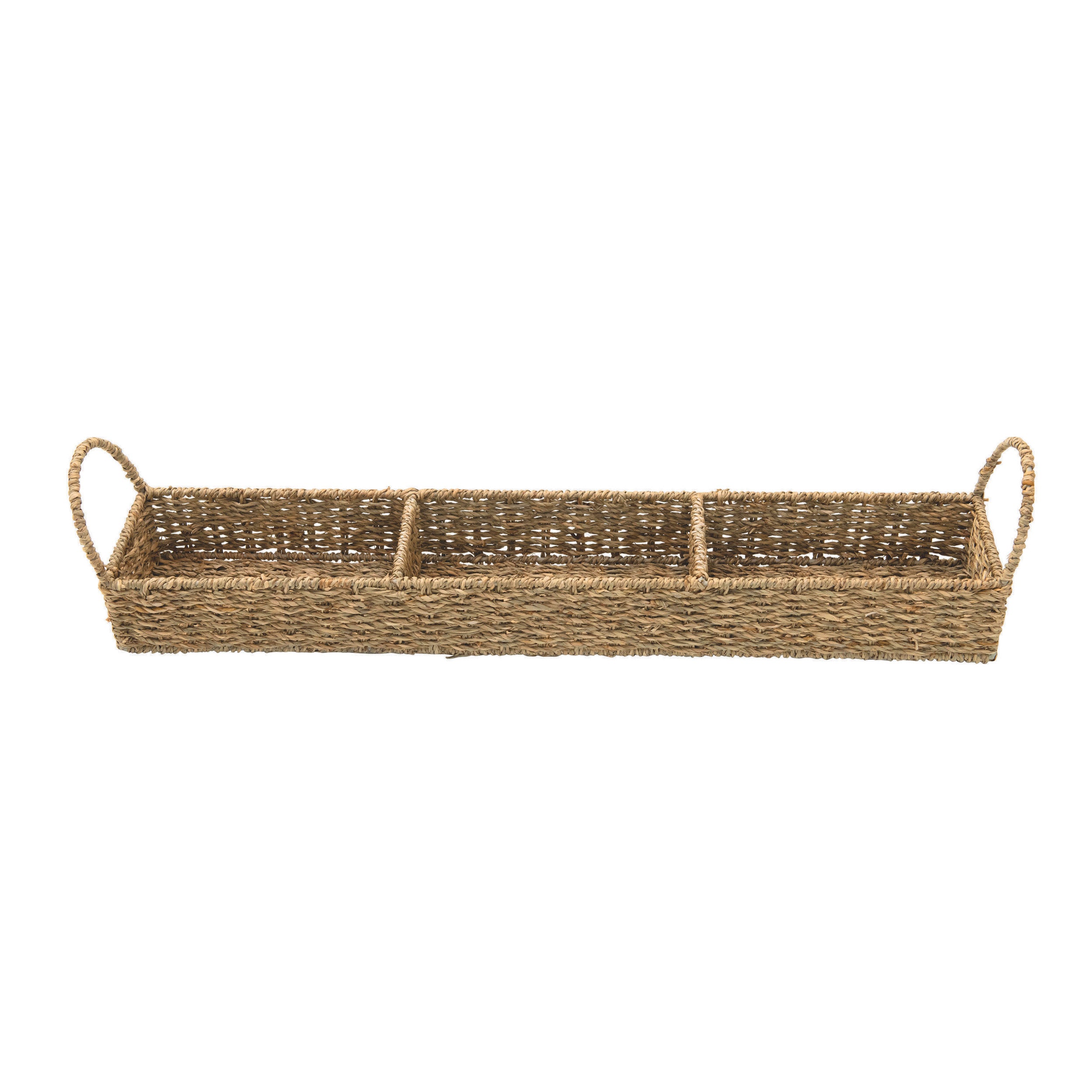 Hand-Woven Seagrass Tray w/ 3 Sections