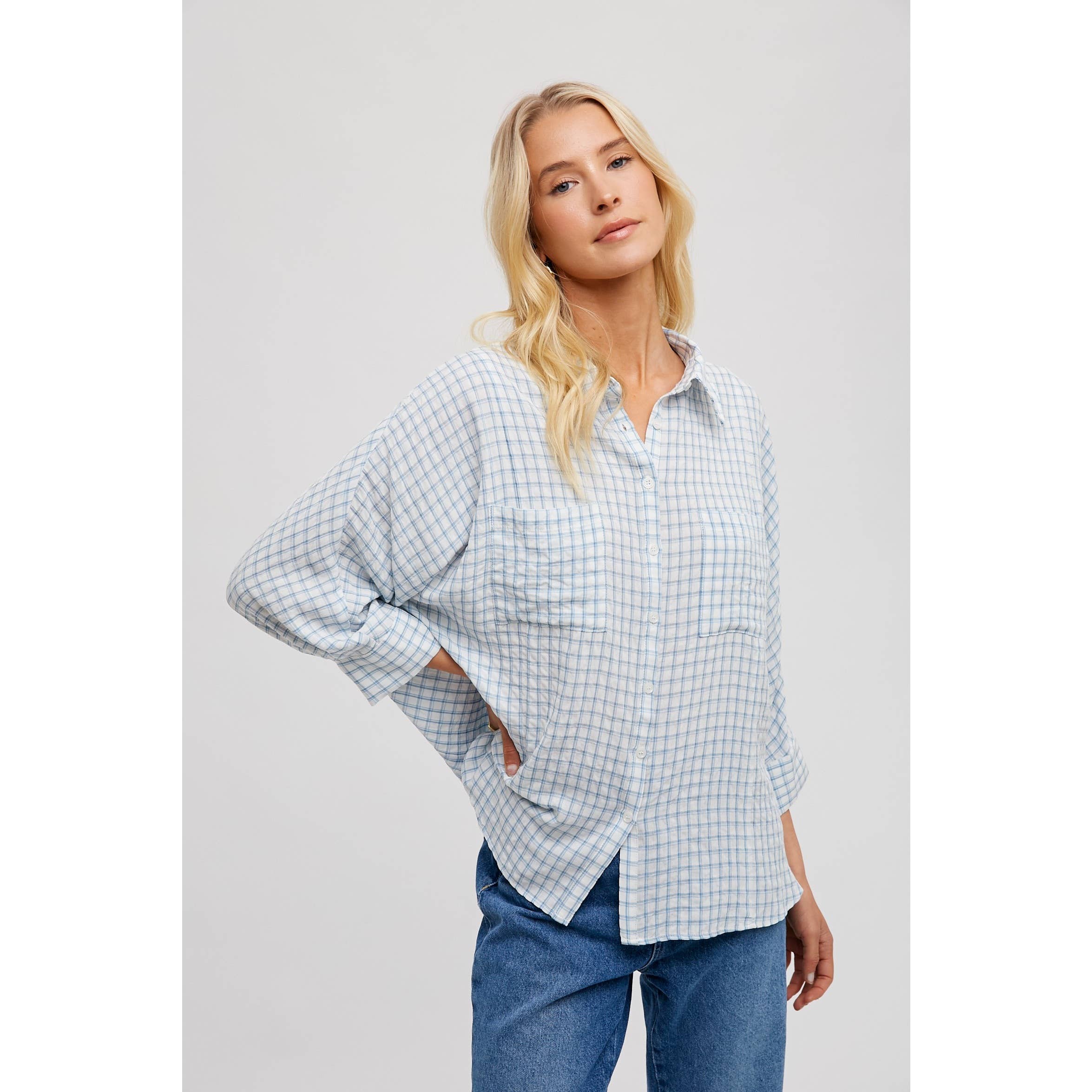 Pale Blue Plaid Shirt
