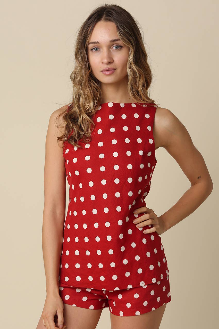 Polka Dot Sleeveless Top