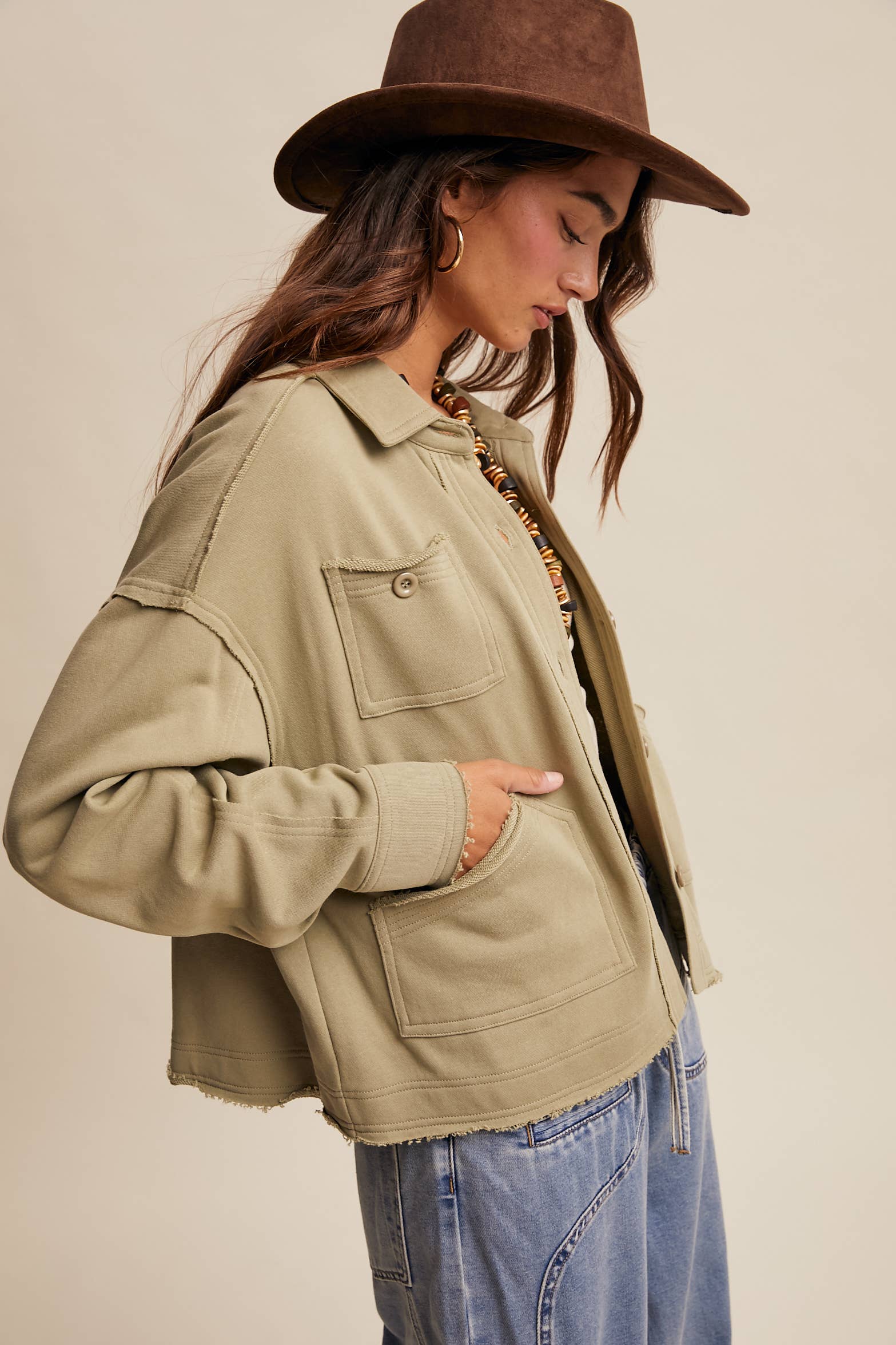 Washed Knit Utility Shacket