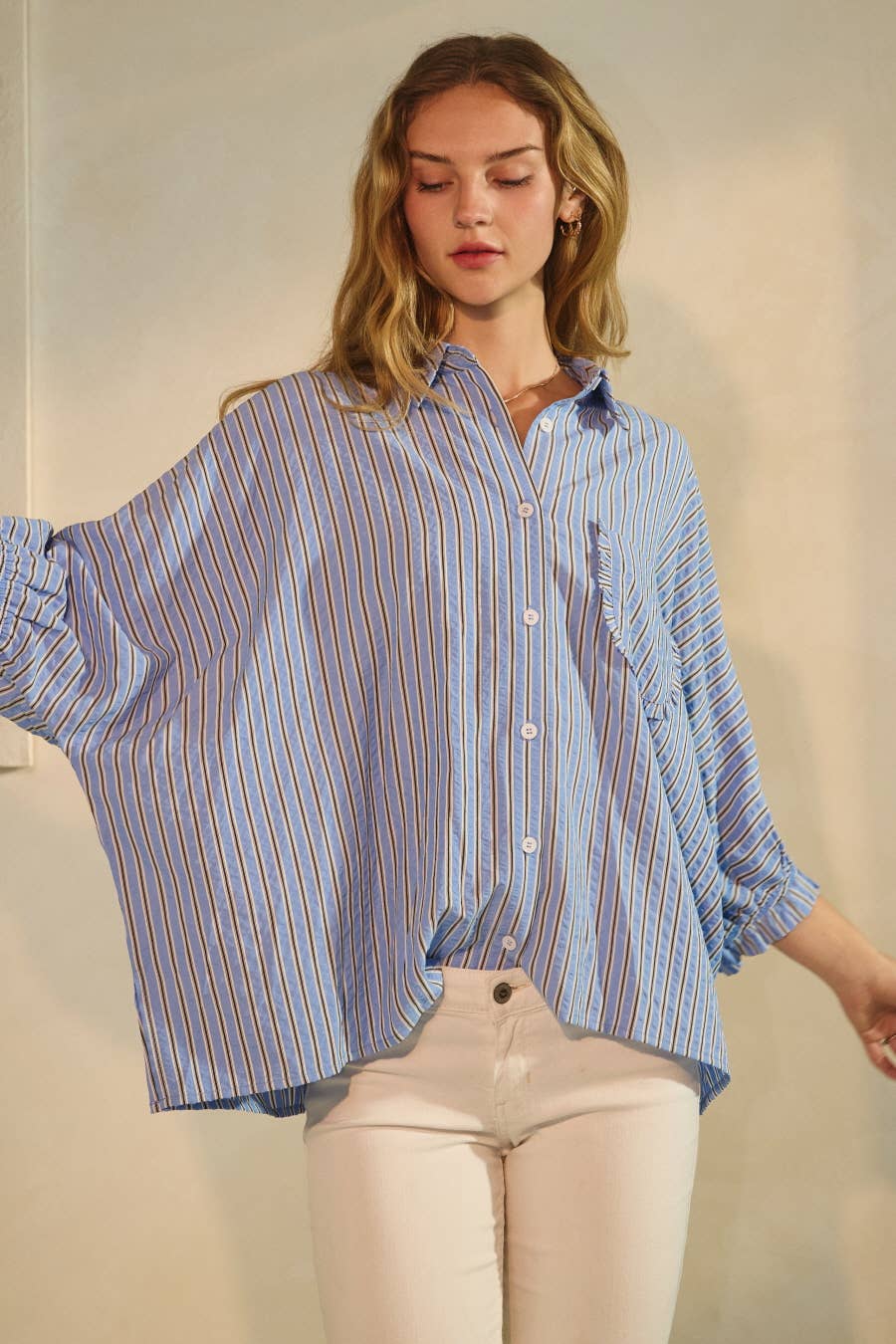 Striped Button Down Oversized Shirt