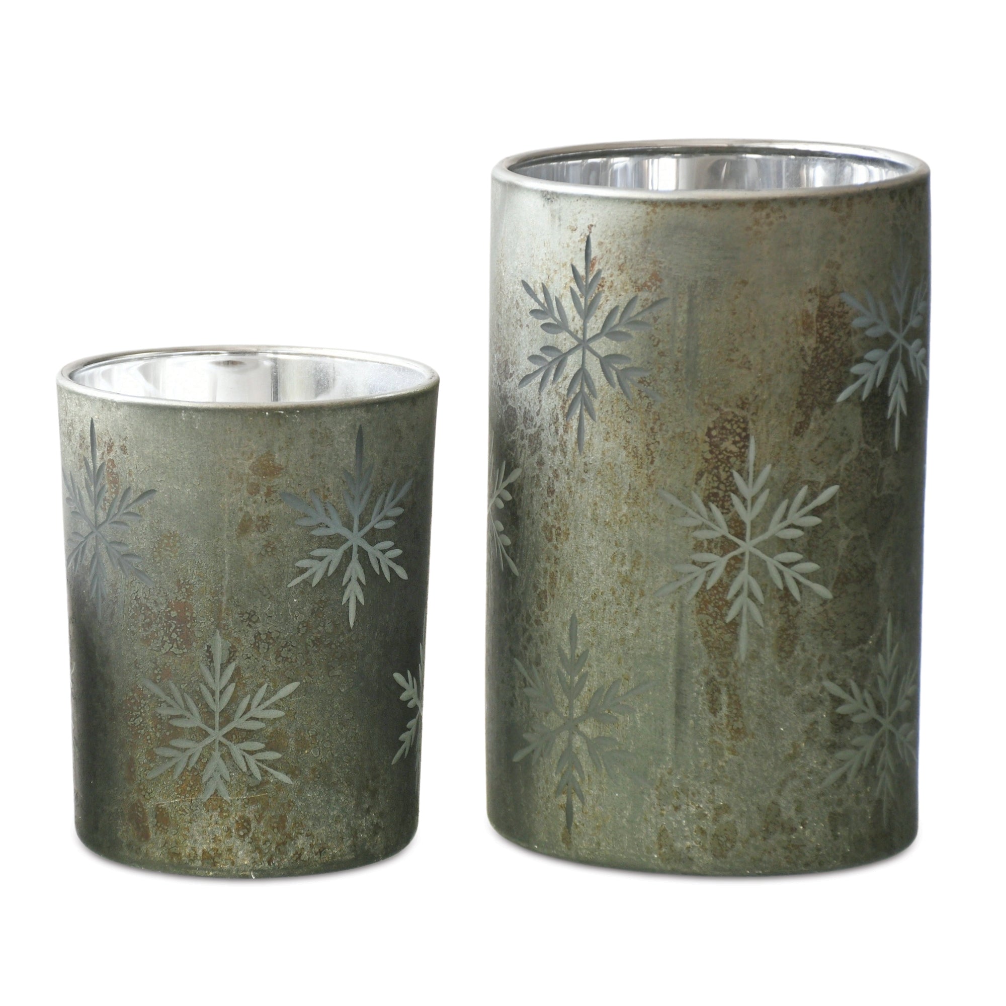 Etched Snowflake Candle Holders