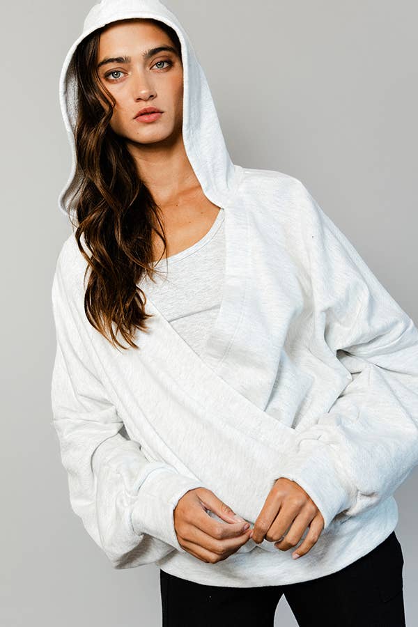 Drapey Crossover Hoodie Top