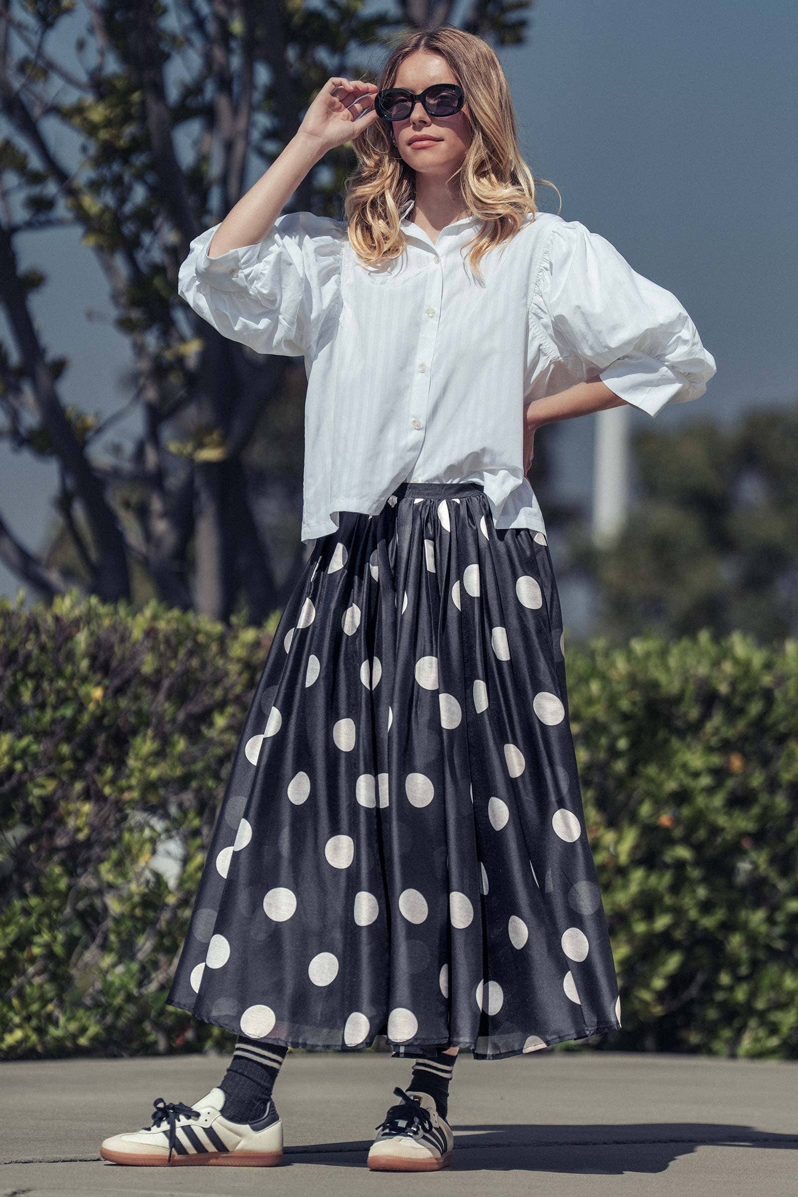 Polka Dot Midi Skirt