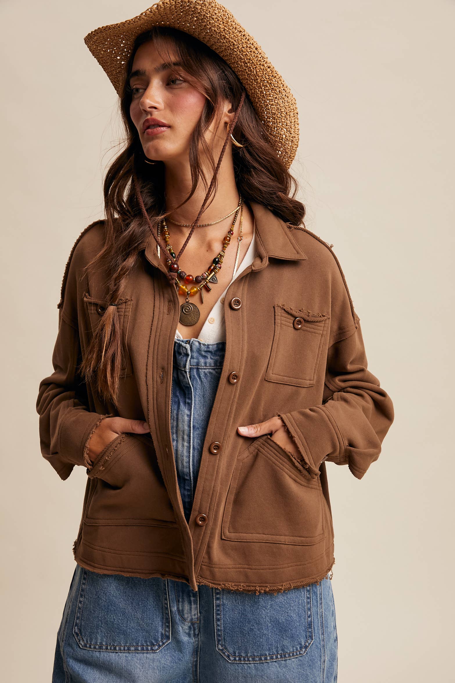 Washed Knit Utility Shacket