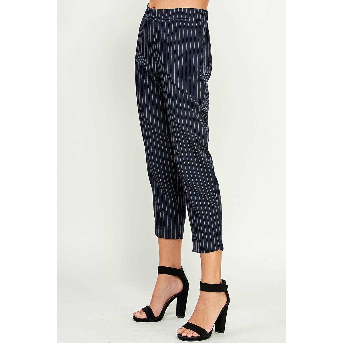 Navy Stripe Cropped Pants