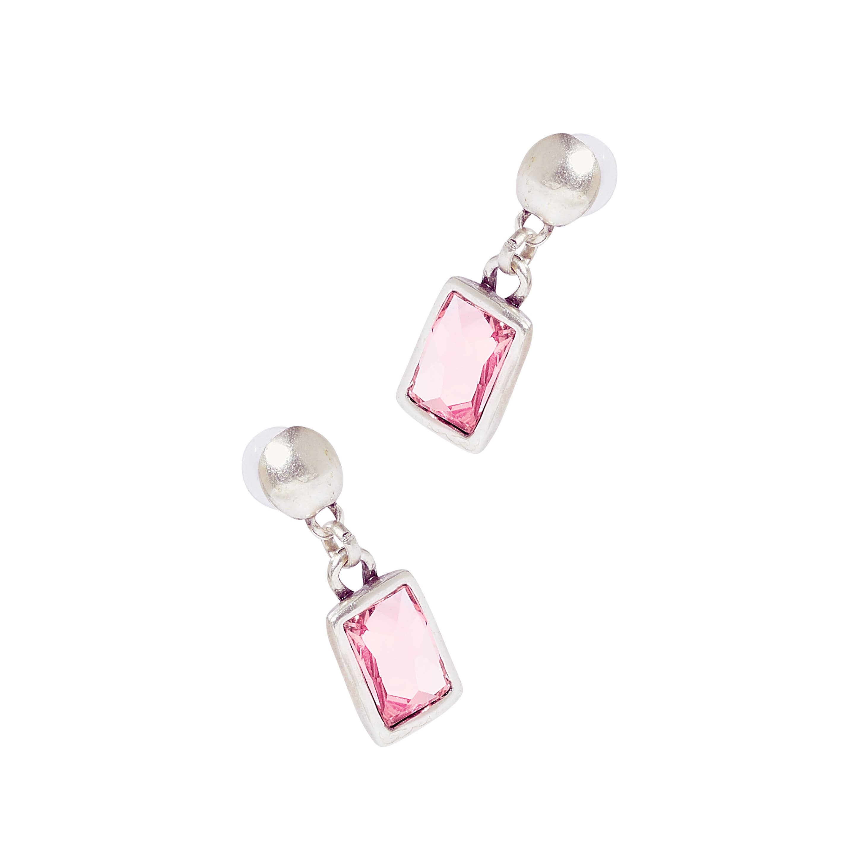 Handmade Pink Crystal Pewter Earrings