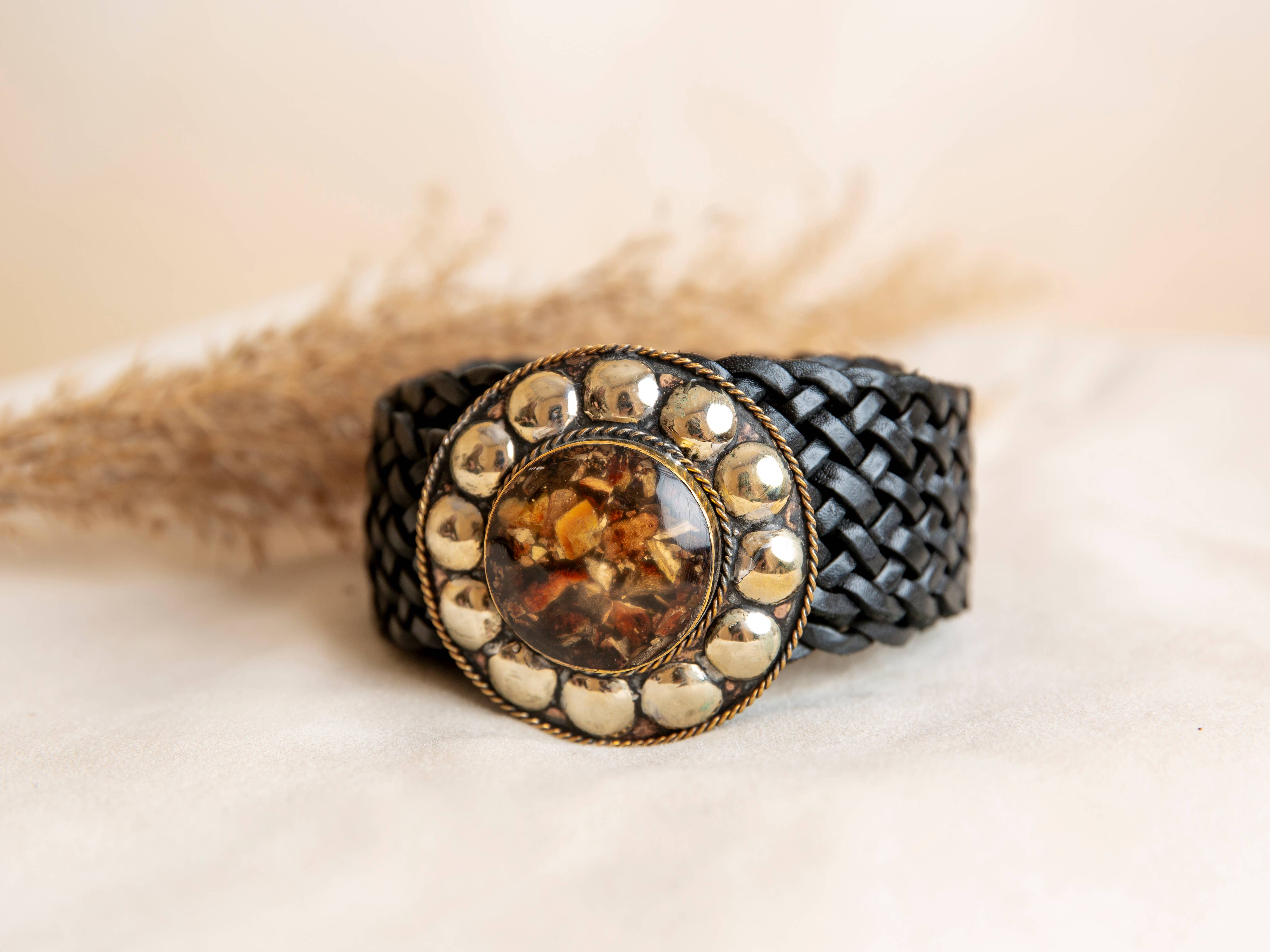 Saturn Wide Black Belt with Earthy Center