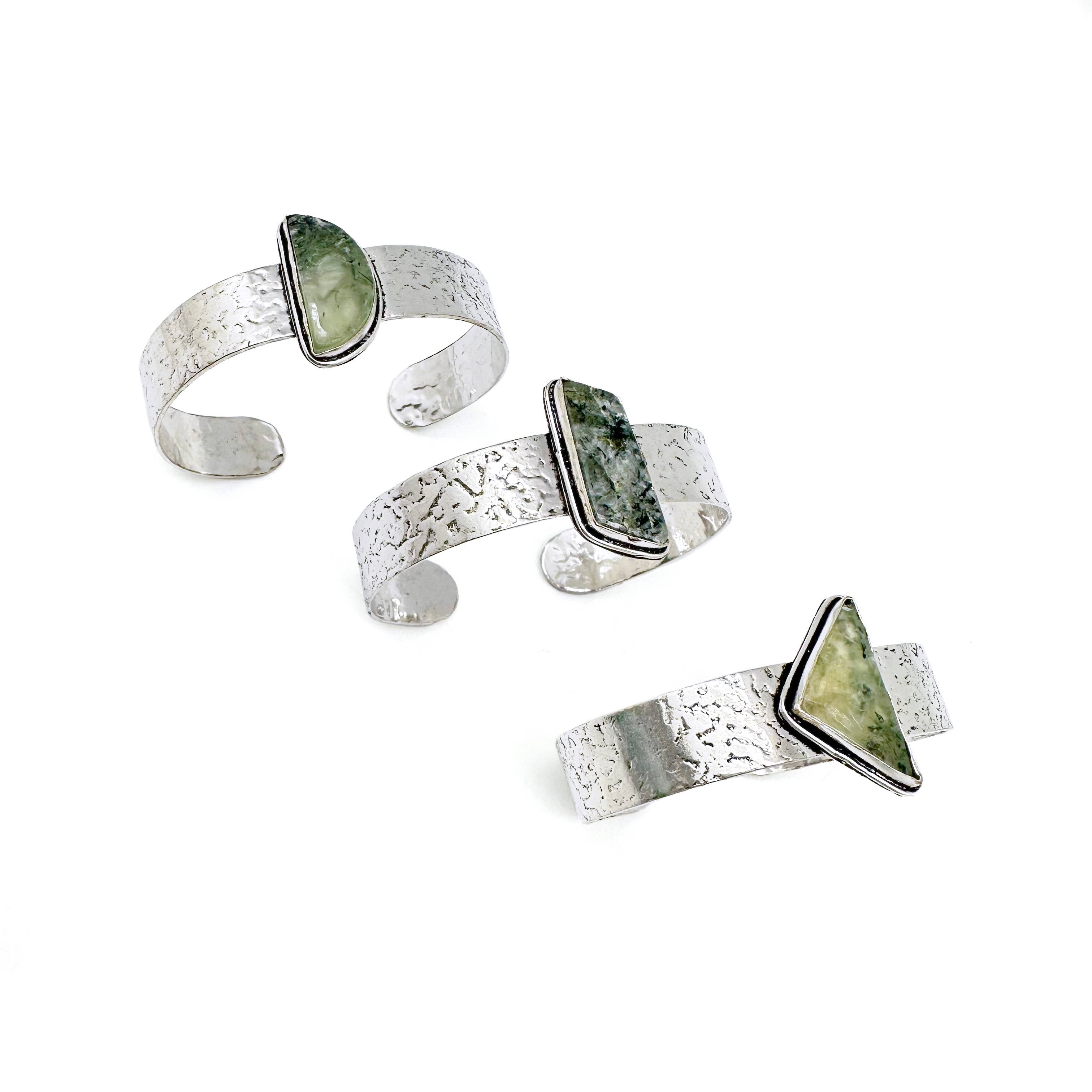 Handcrafted Stone Cuff - Prehnite