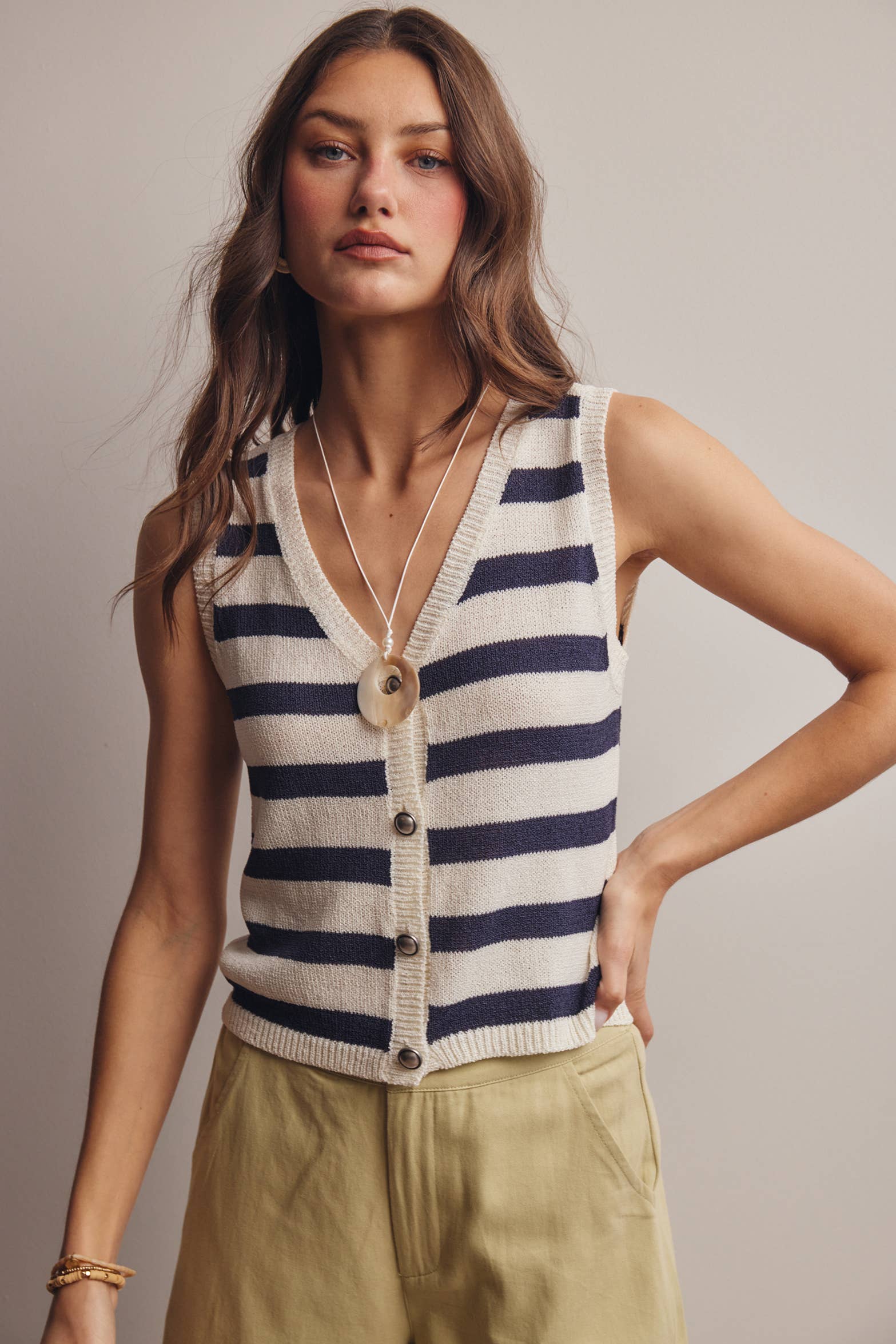 Striped Knit Vest