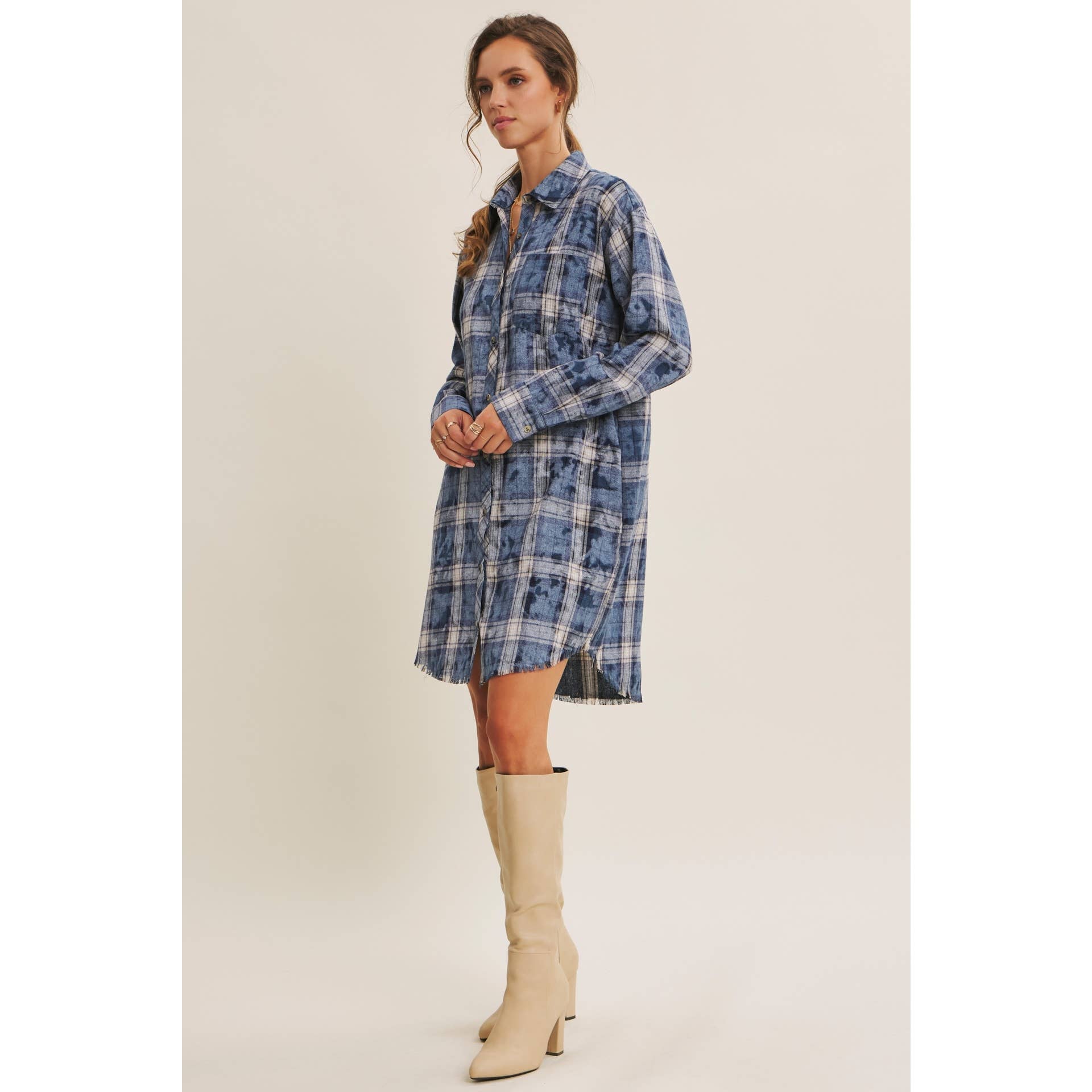 Mineral Wash Plaid Dress