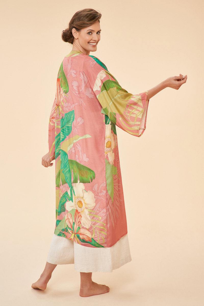 tropical print kimono