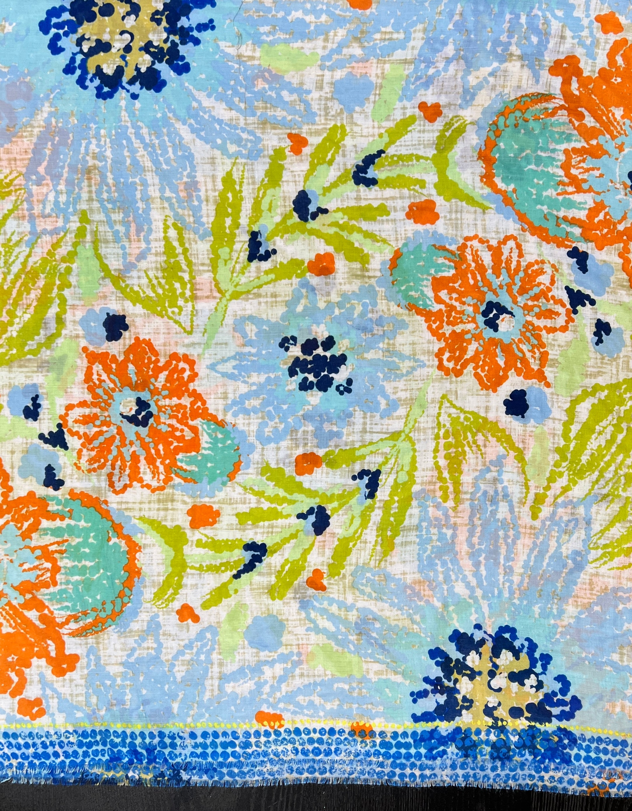 Blue & Orange Floral Scarf