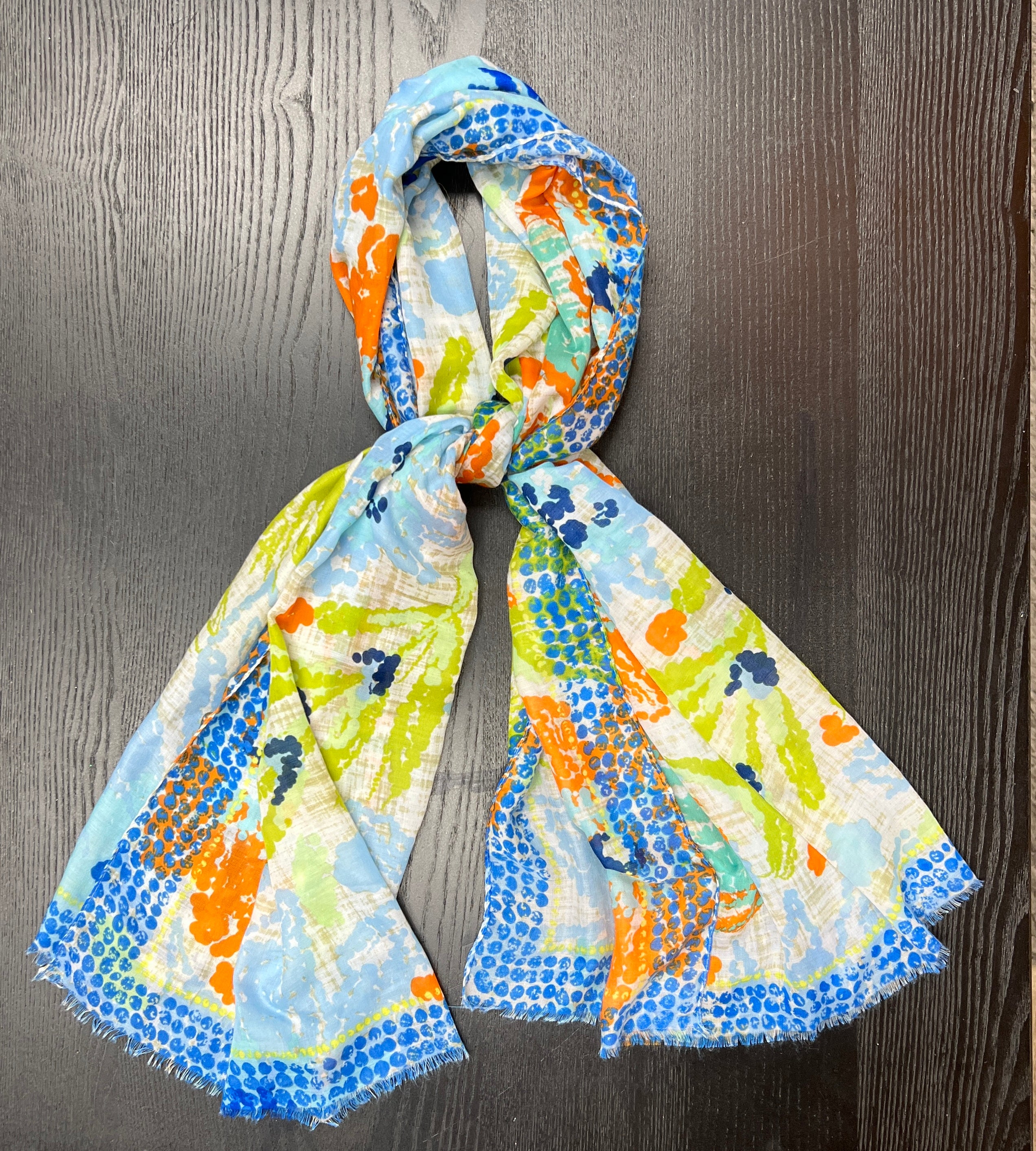 Blue & Orange Floral Scarf