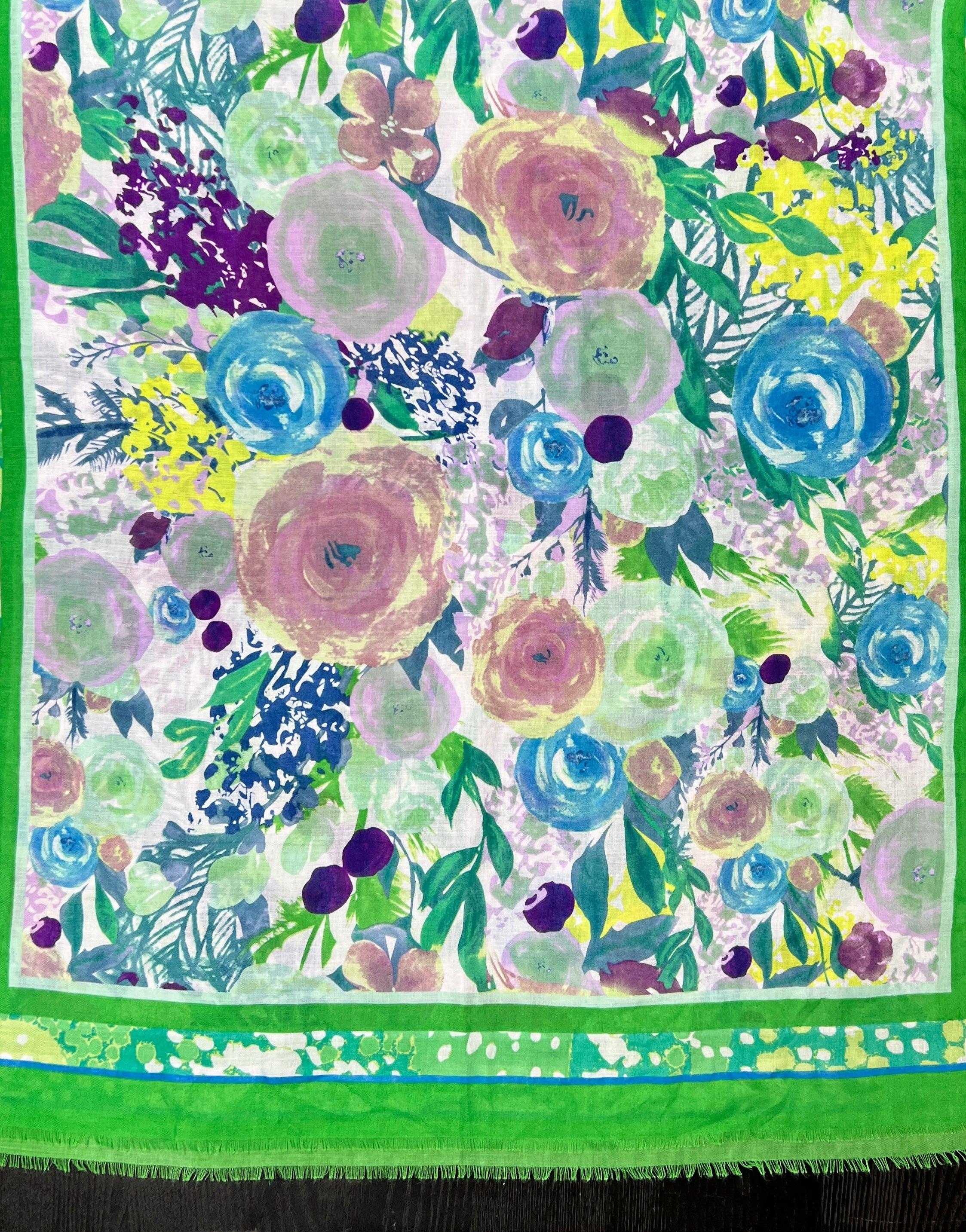 Green & Purple Floral Scarf