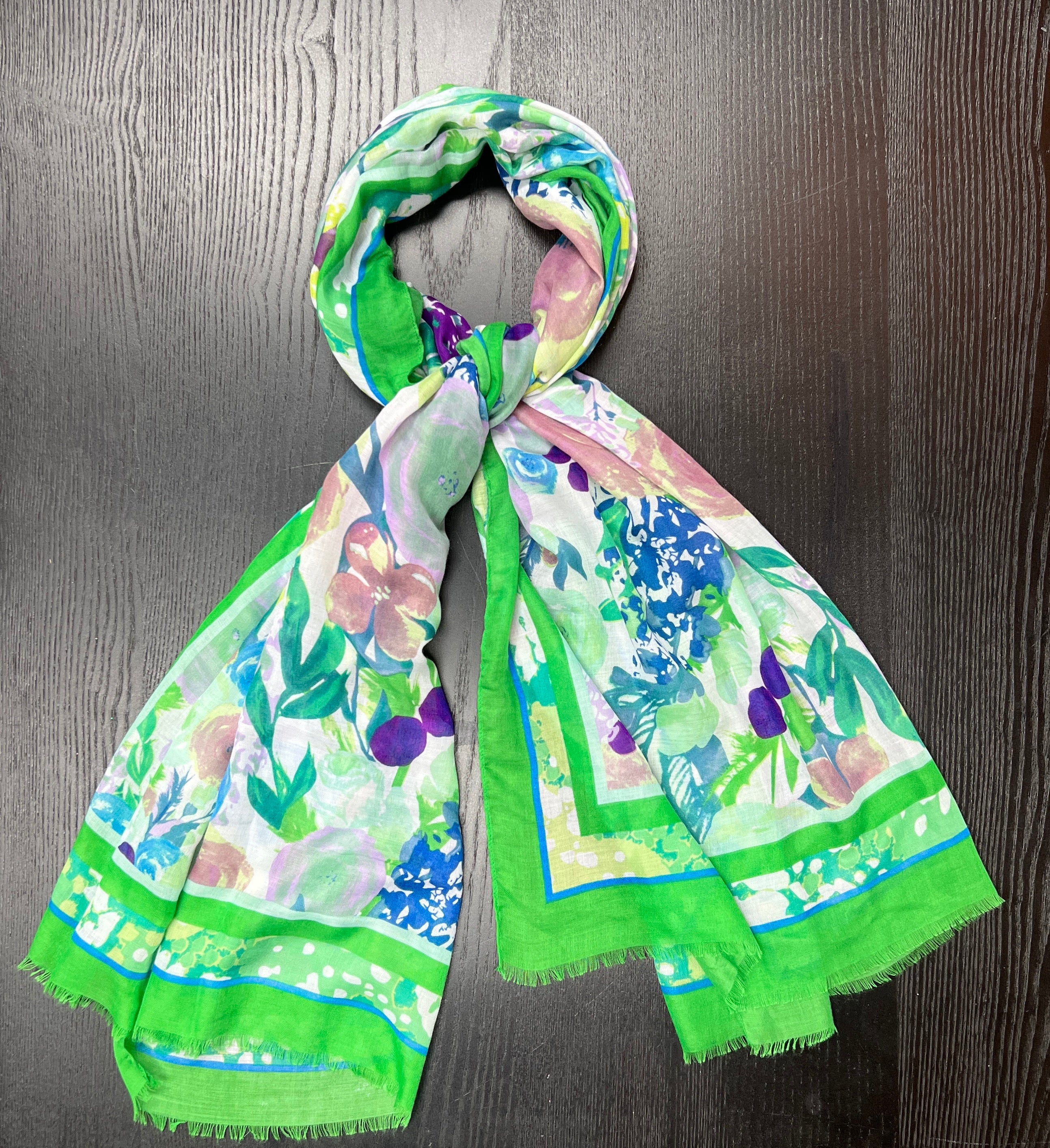 Green & Purple Floral Scarf