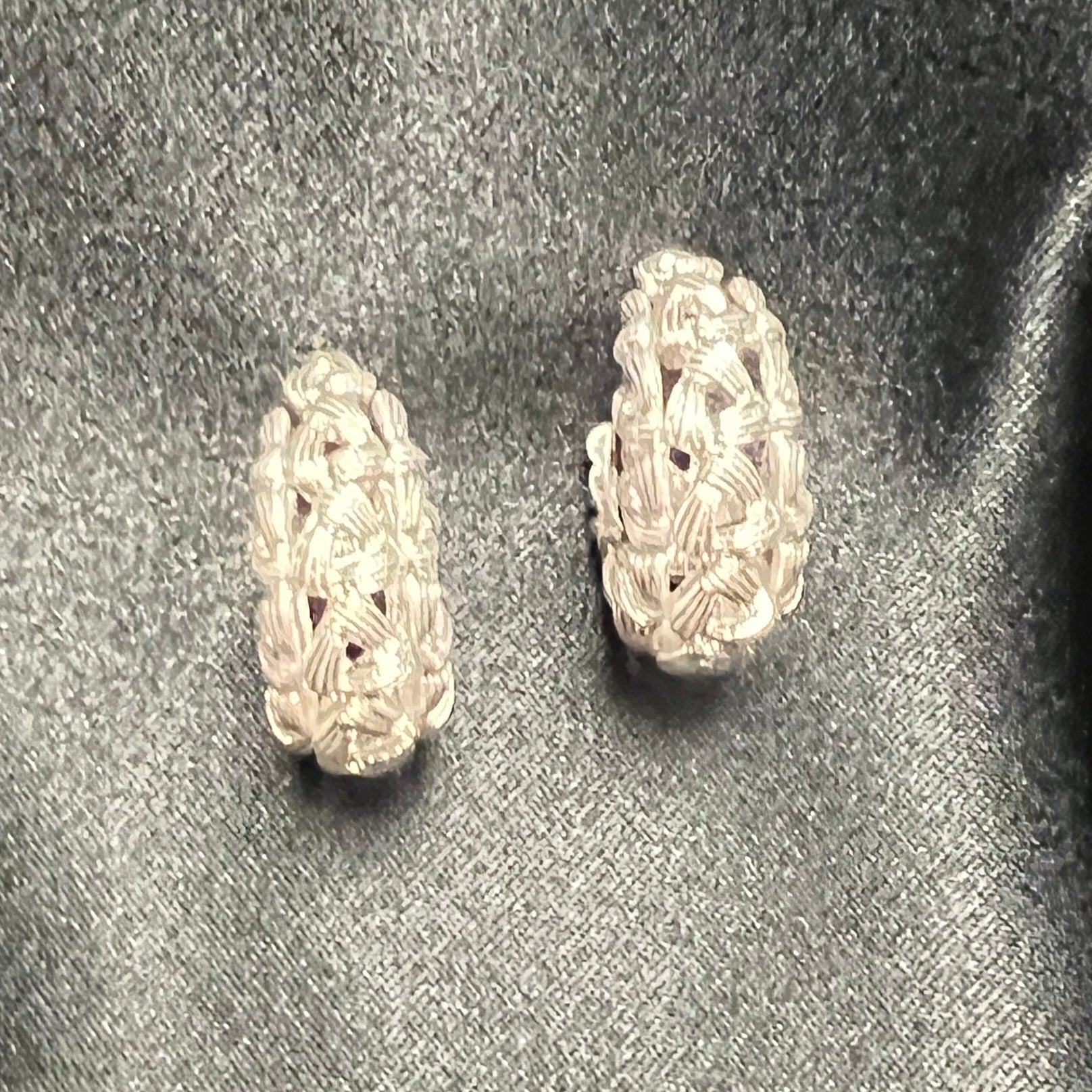 Silver Woven Hoops