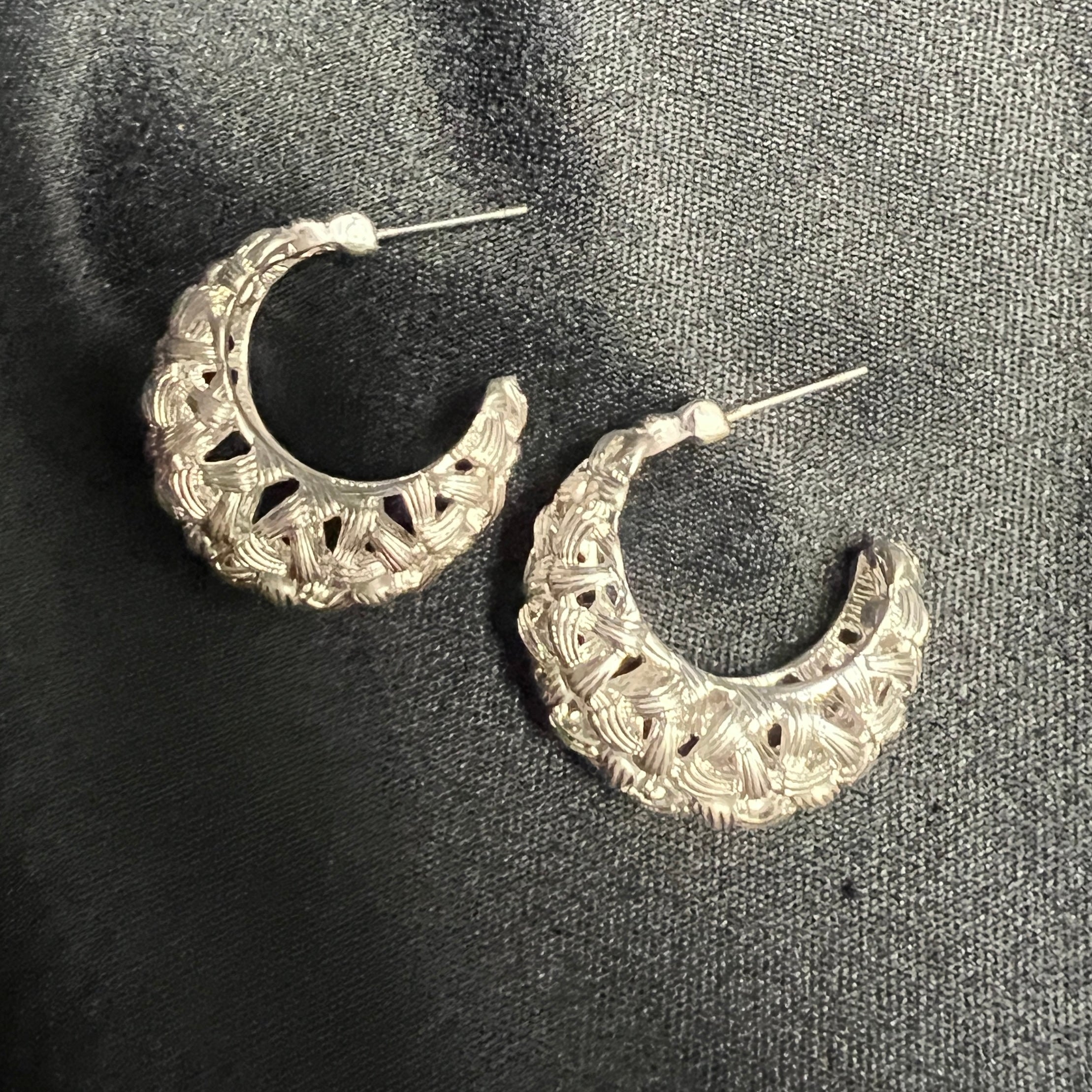 Silver Woven Hoops
