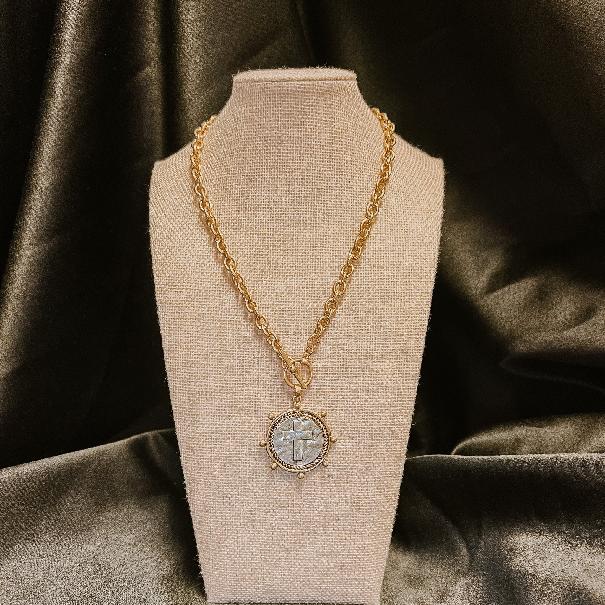 Chunky Cross Medallion Necklace