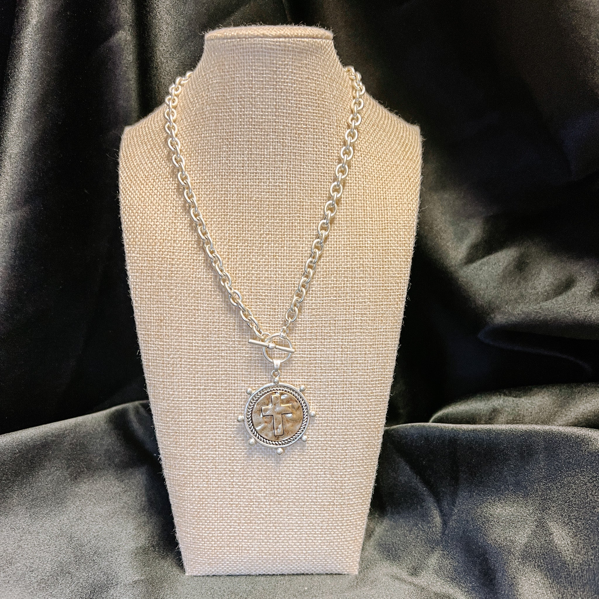 Chunky Cross Medallion Necklace