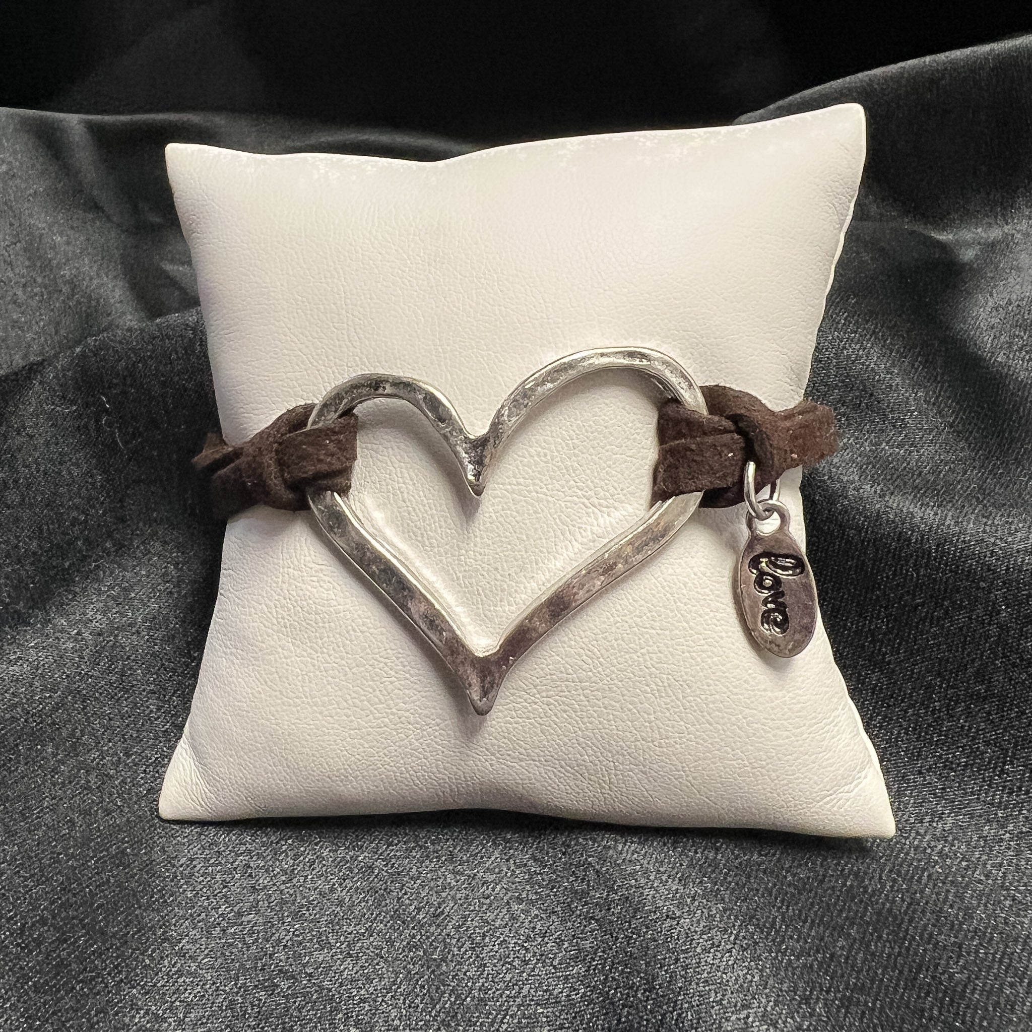 Hammered Silver & Leather Bracelets