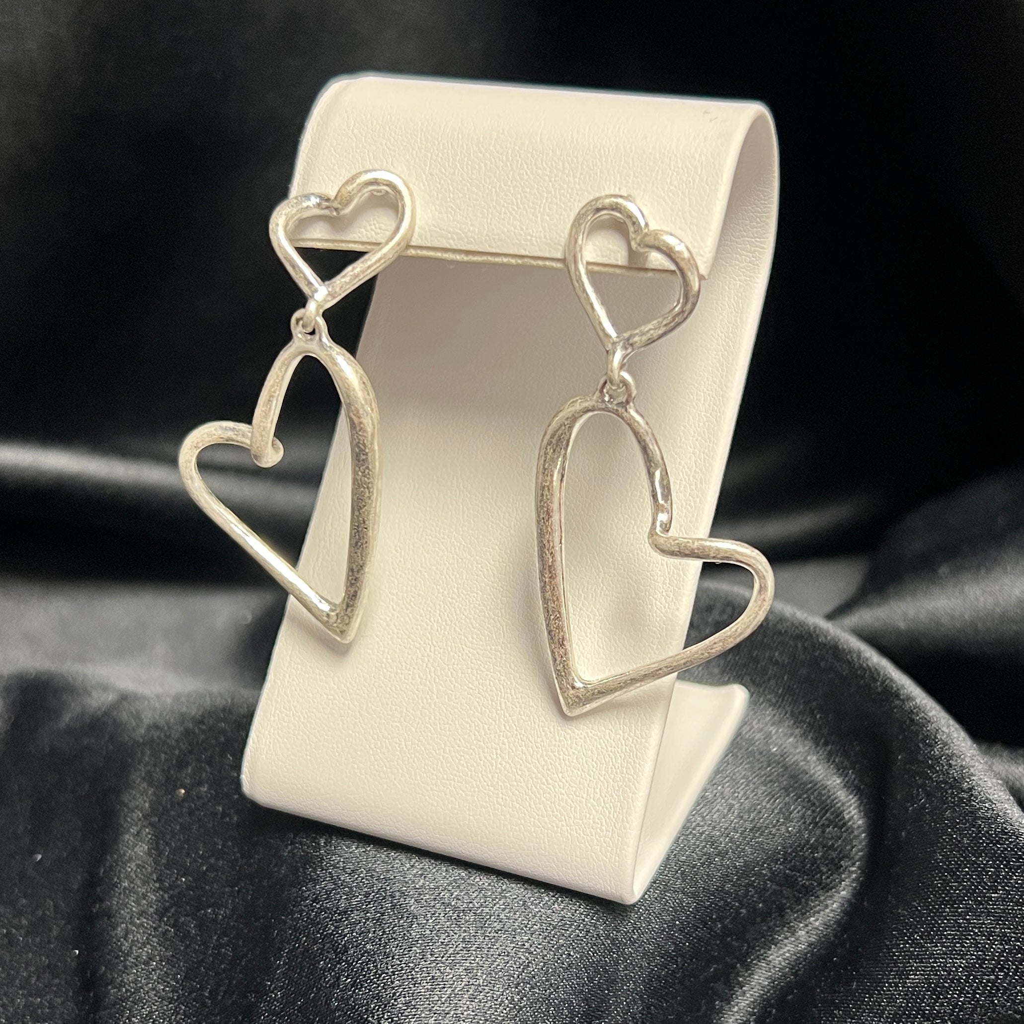 Double Heart Drop Earrings