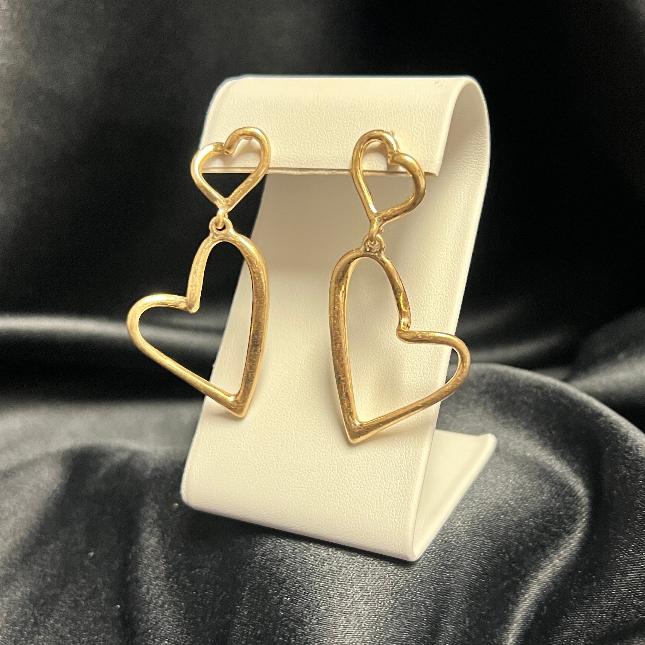Double Heart Drop Earrings