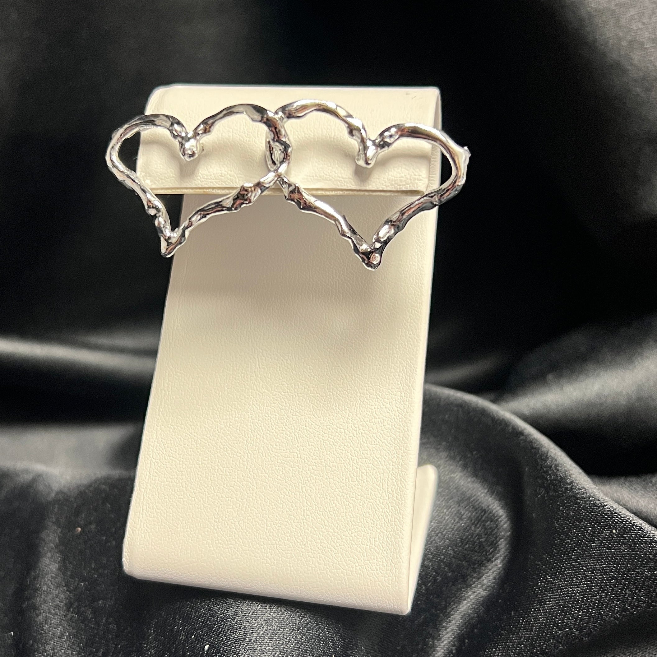 Silver Twig Heart Earrings