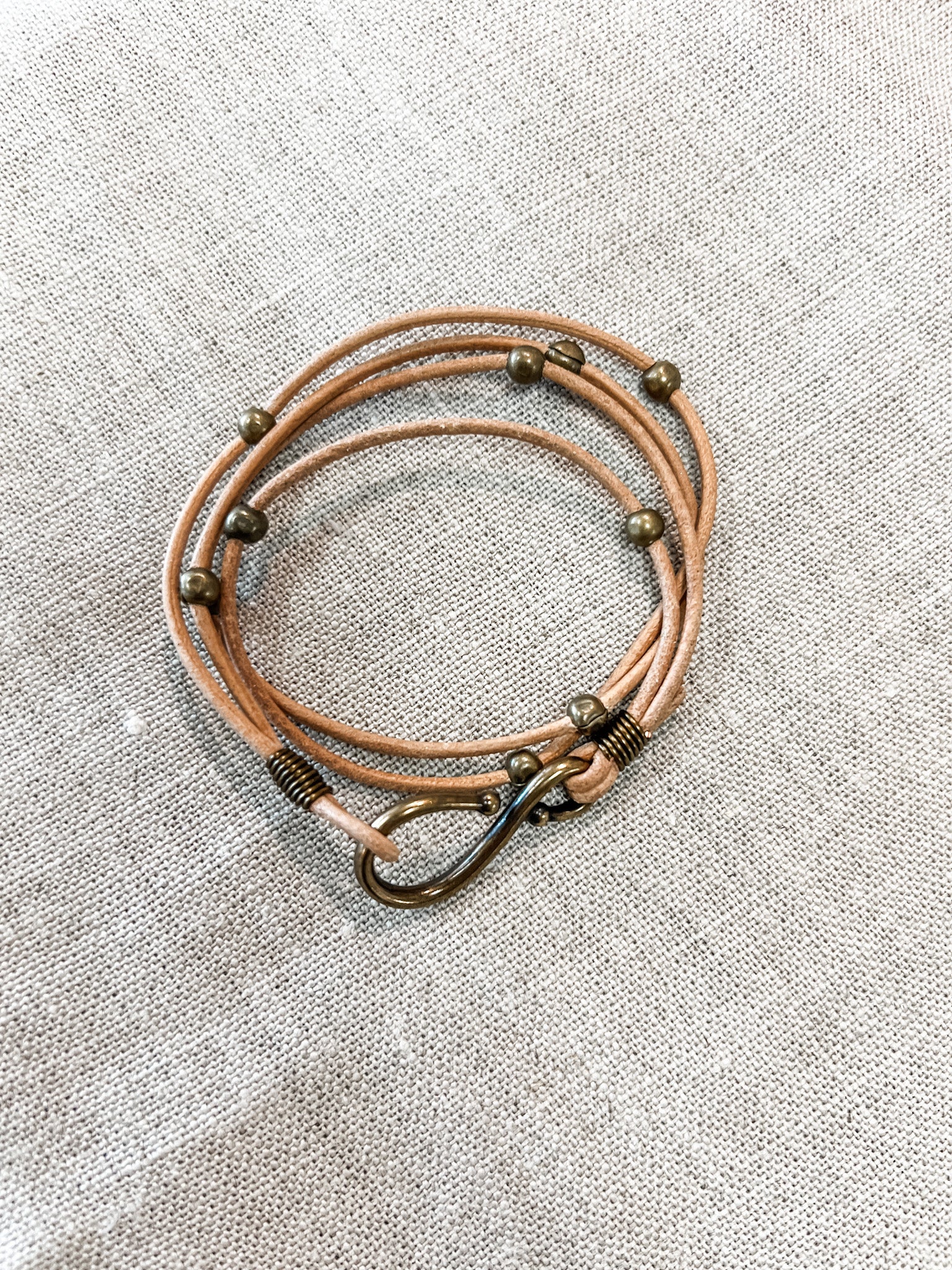 Double Leather Hook Wrap Bracelet/Choker