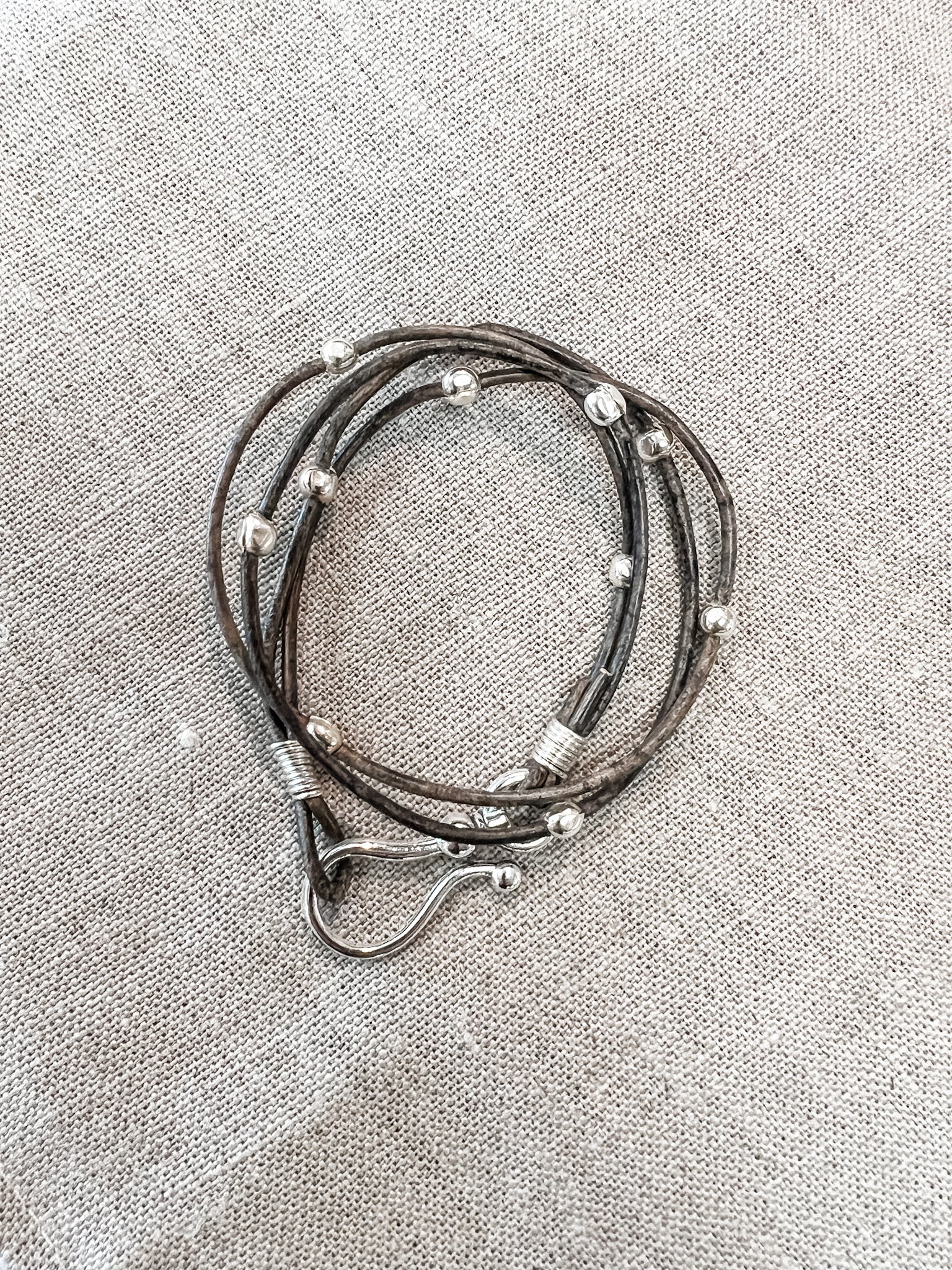 Double Leather Hook Wrap Bracelet/Choker