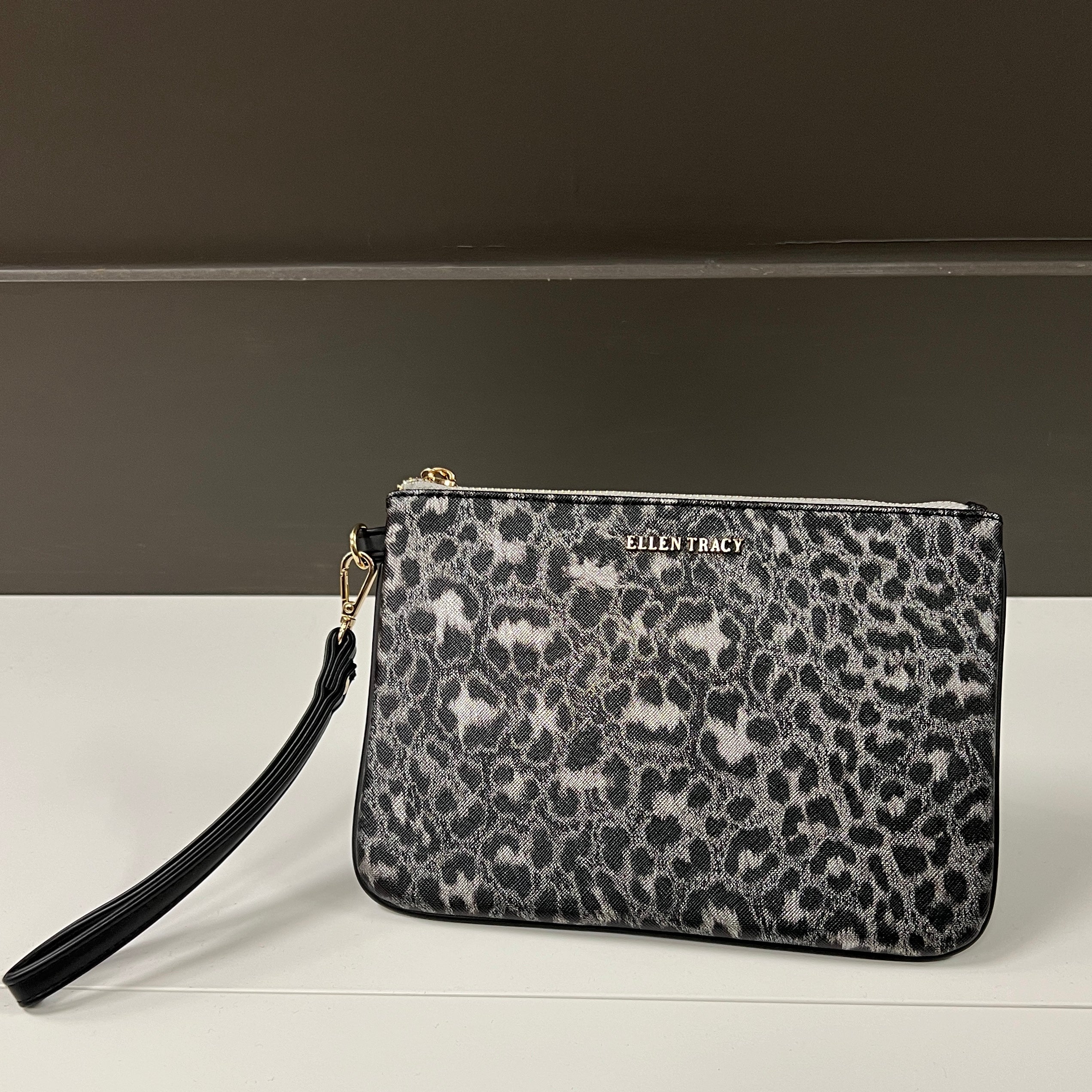 Metallic Leopard Wristlet