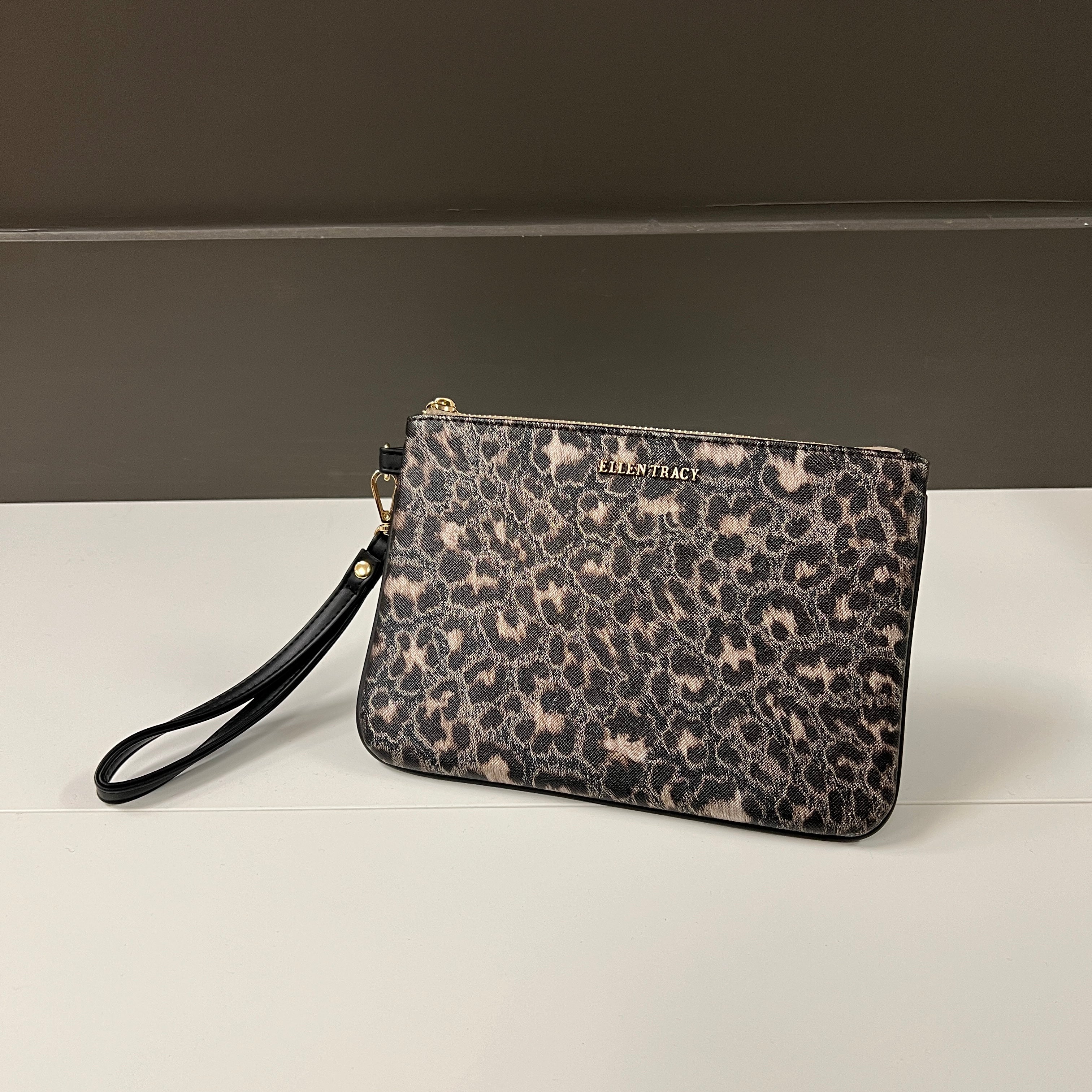 Metallic Leopard Wristlet