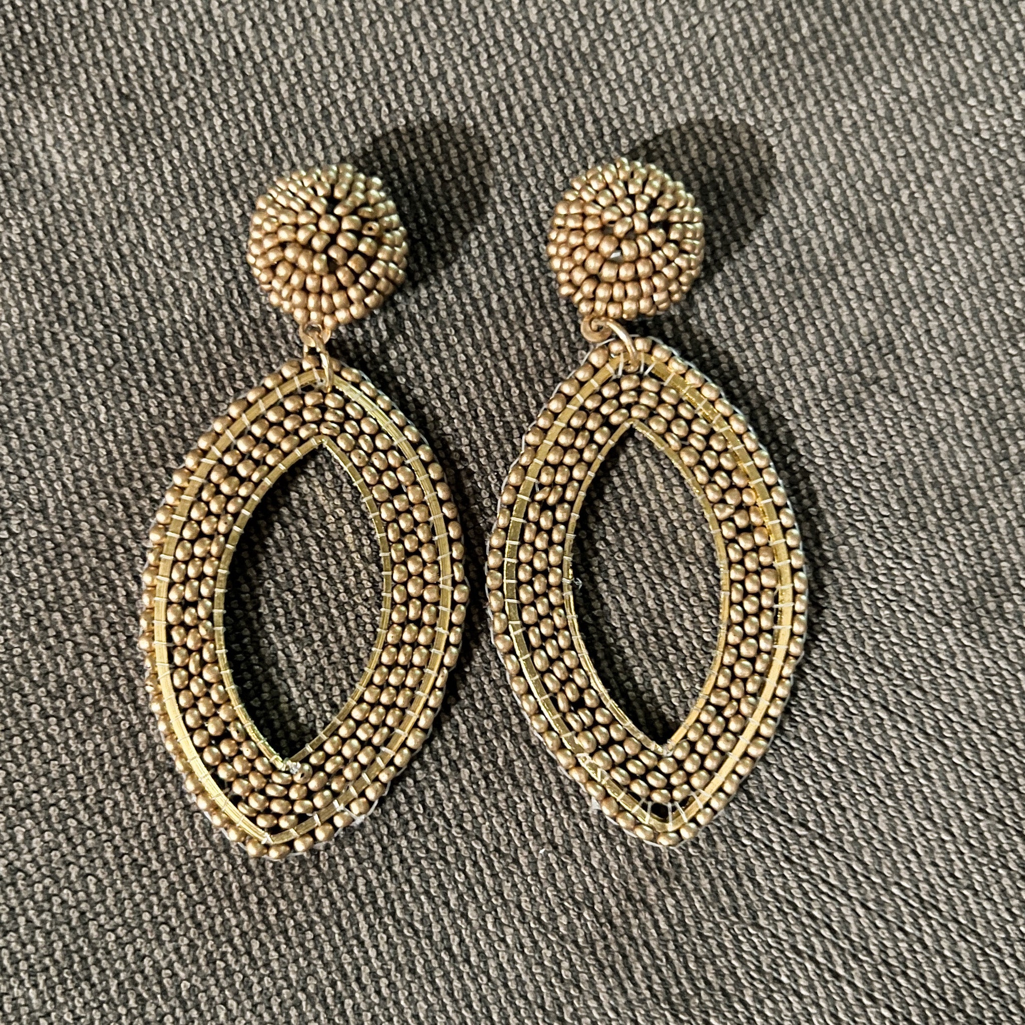 Matte Gold Beaded Earrings