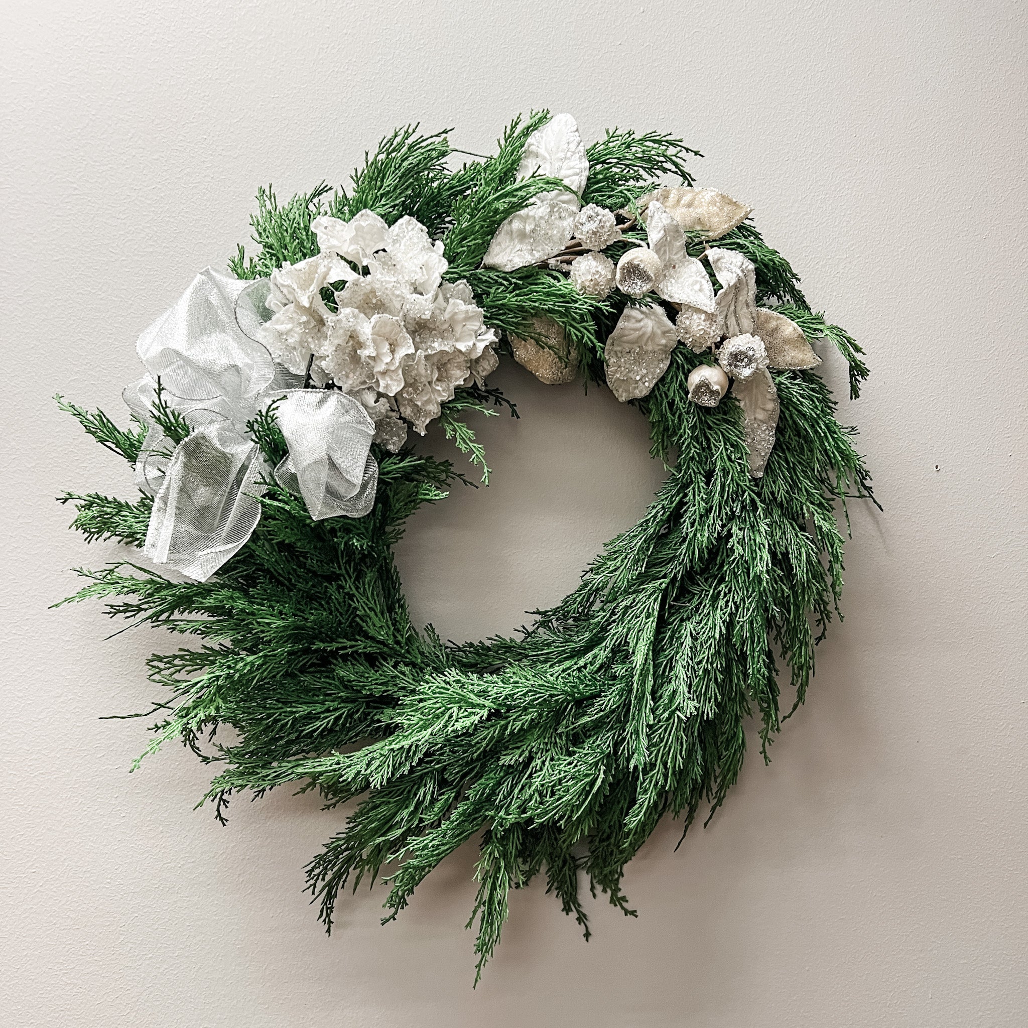 Silver & White Cedar Wreath