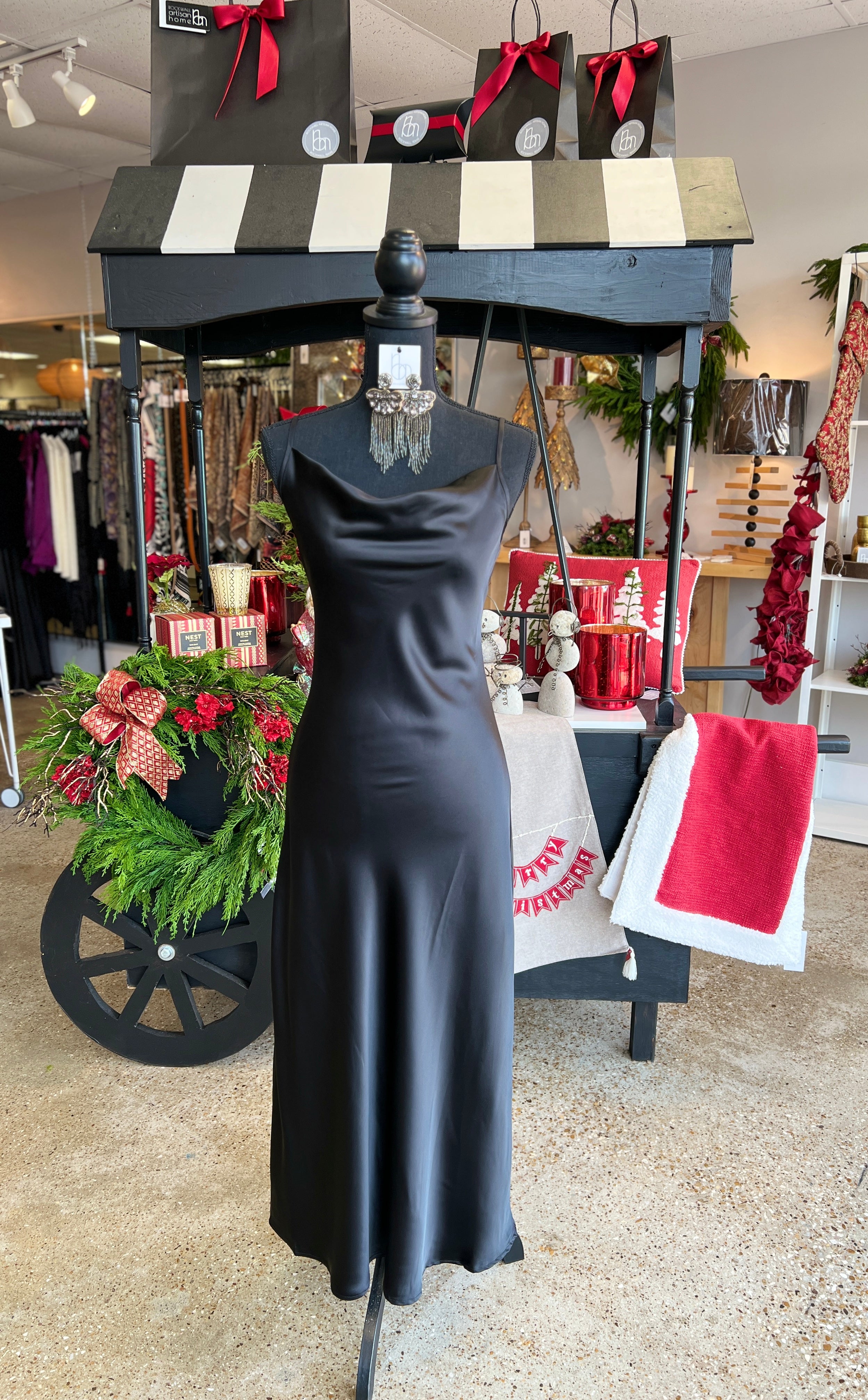 Black Satin Slip Dress