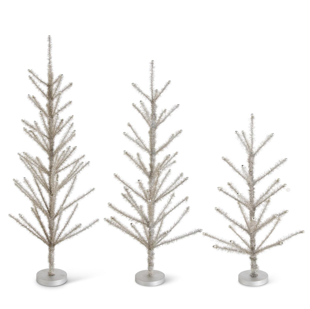 Pewter Tinsel Christmas Trees