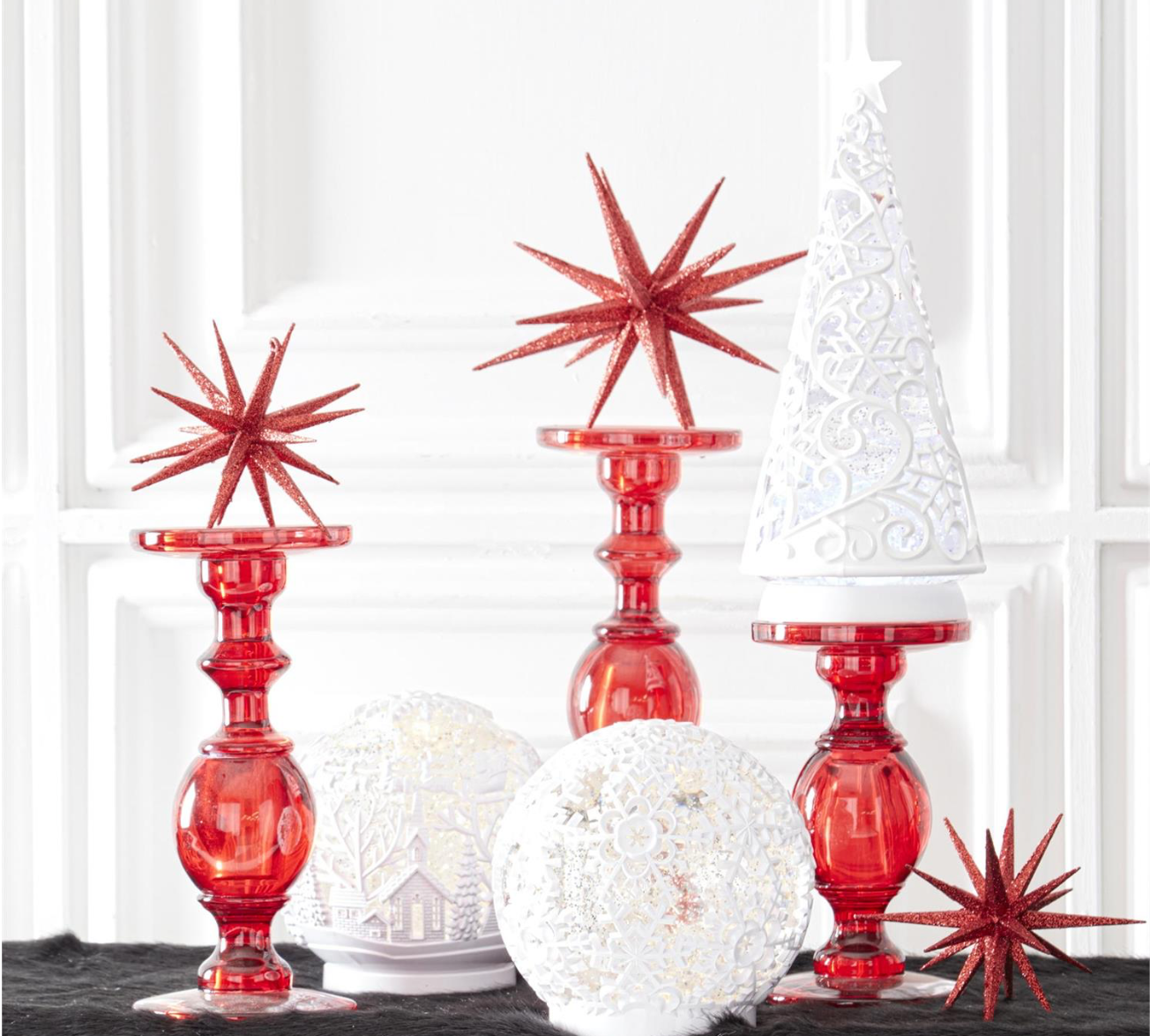 Red Glass Candle Holders