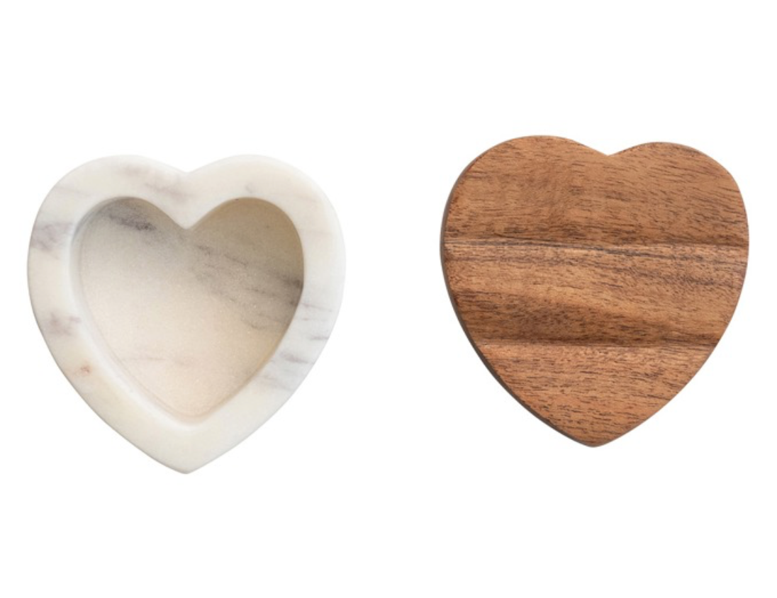 Marble & Wood Heart Box