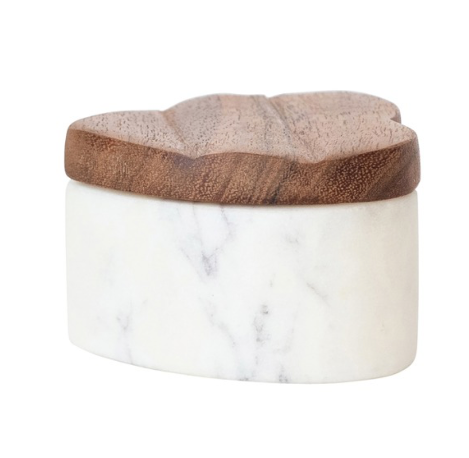 Marble & Wood Heart Box