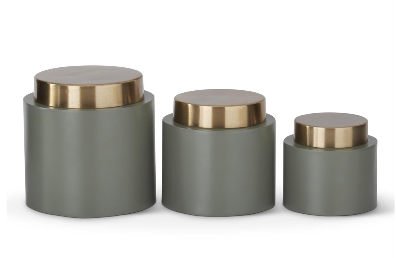 Olive Round Metal Boxes