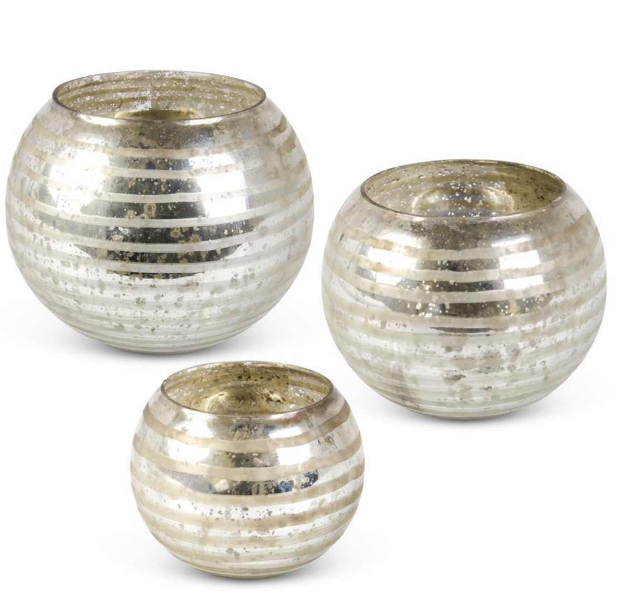 Silver Stripe Mercury Glass Vase