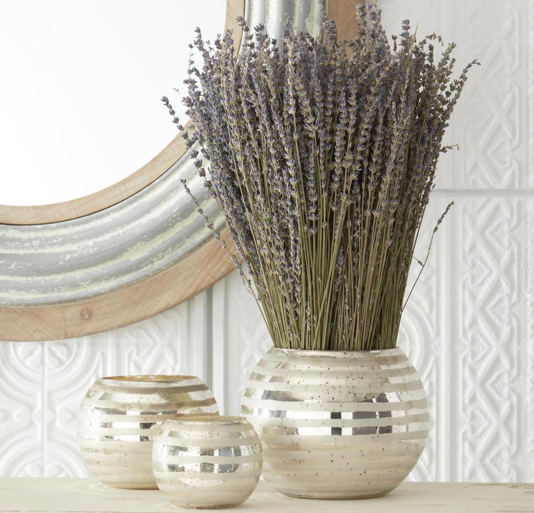 Silver Stripe Mercury Glass Vase