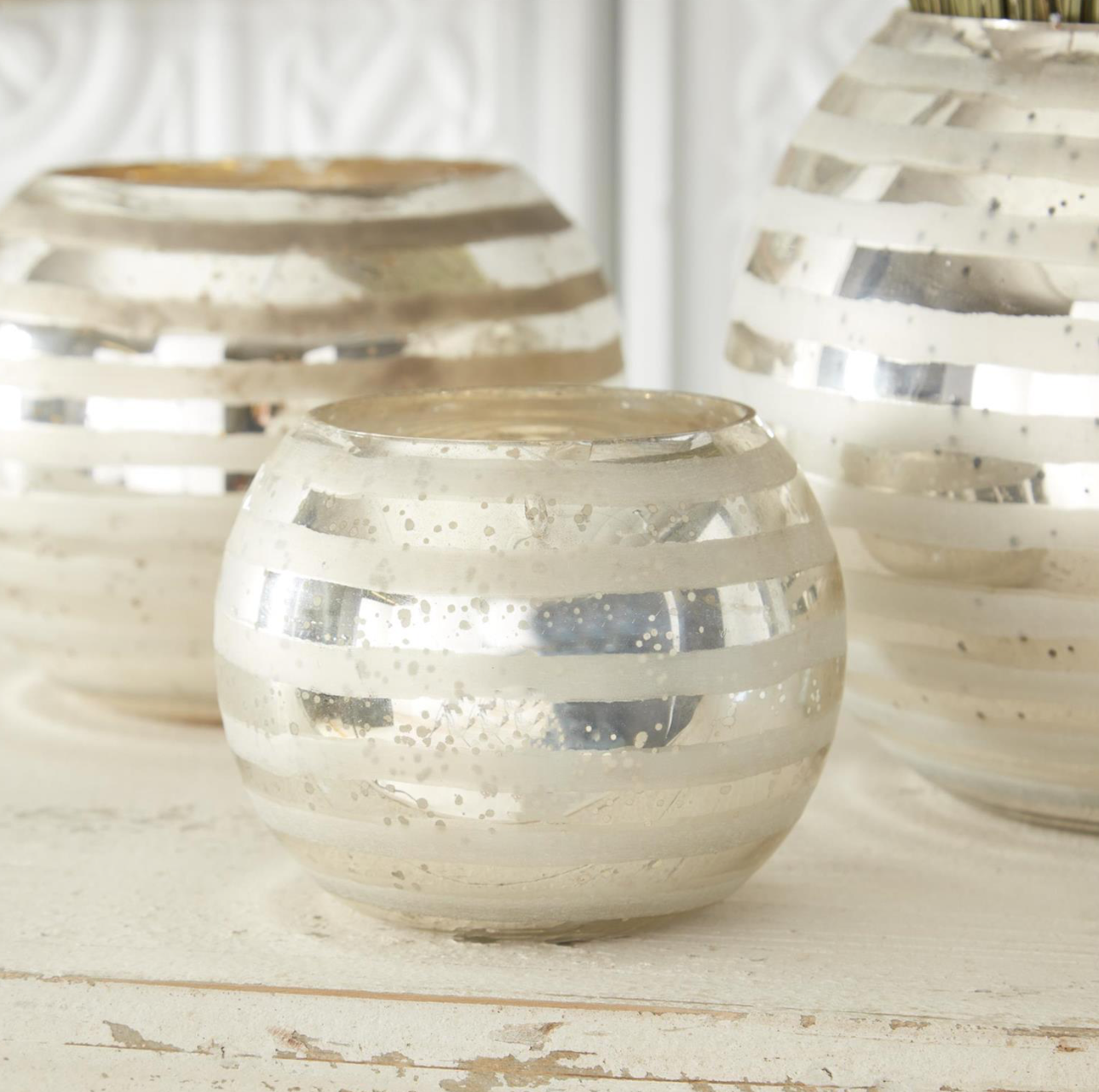 Silver Stripe Mercury Glass Vase