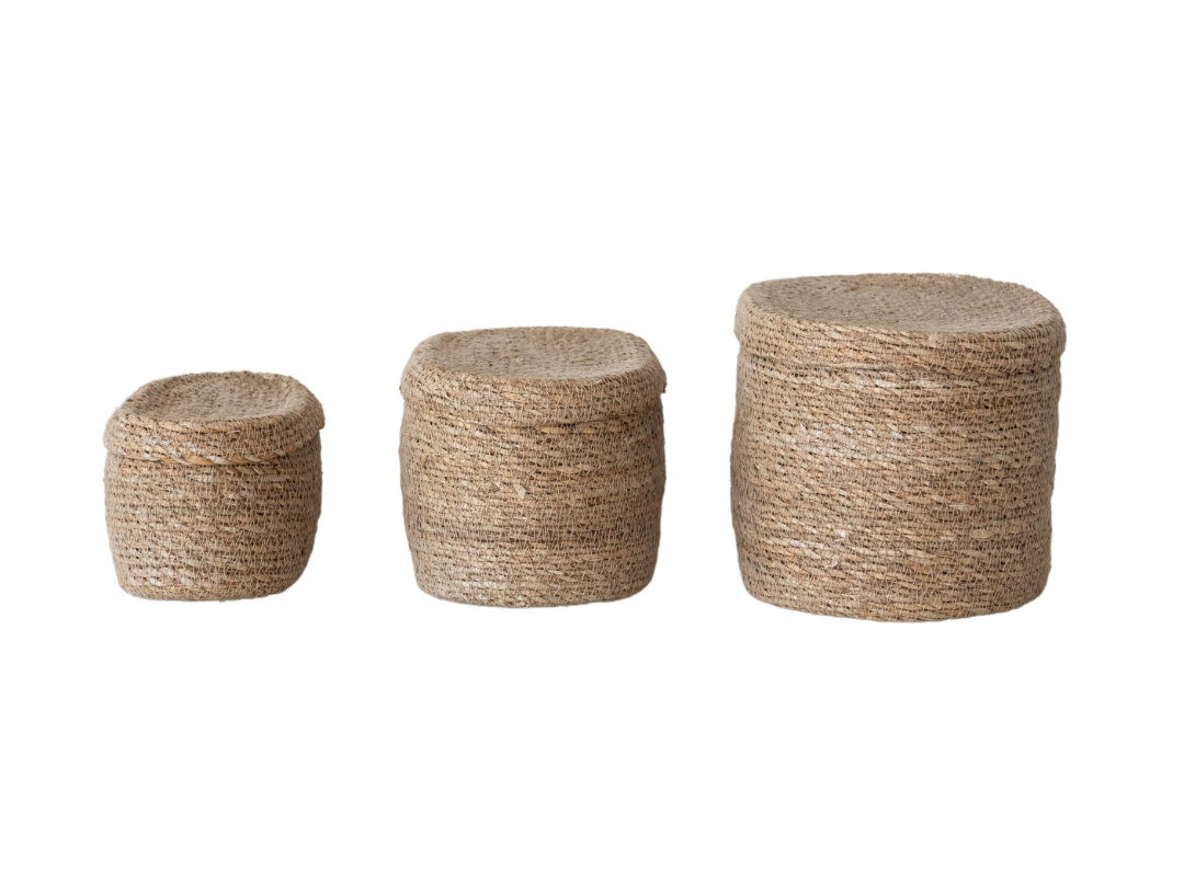Set of 3 Oval Seagrass Baskets