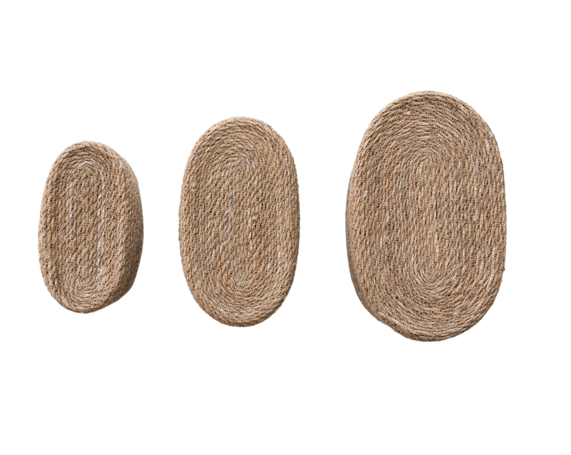 Set of 3 Oval Seagrass Baskets